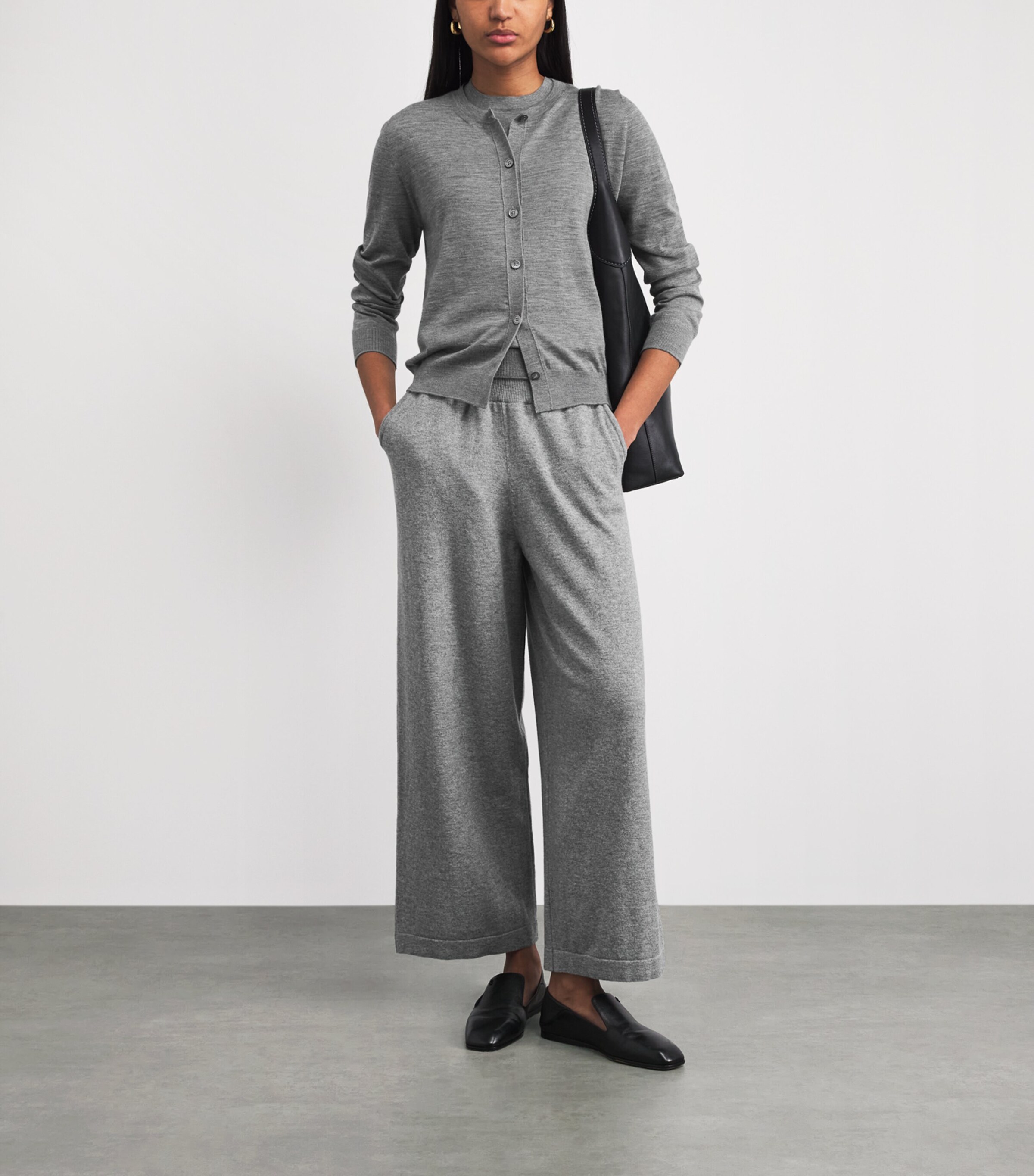 Johnstons Of Elgin Womens Cashmere-Blend Coll Trousers Light Grey Image 2