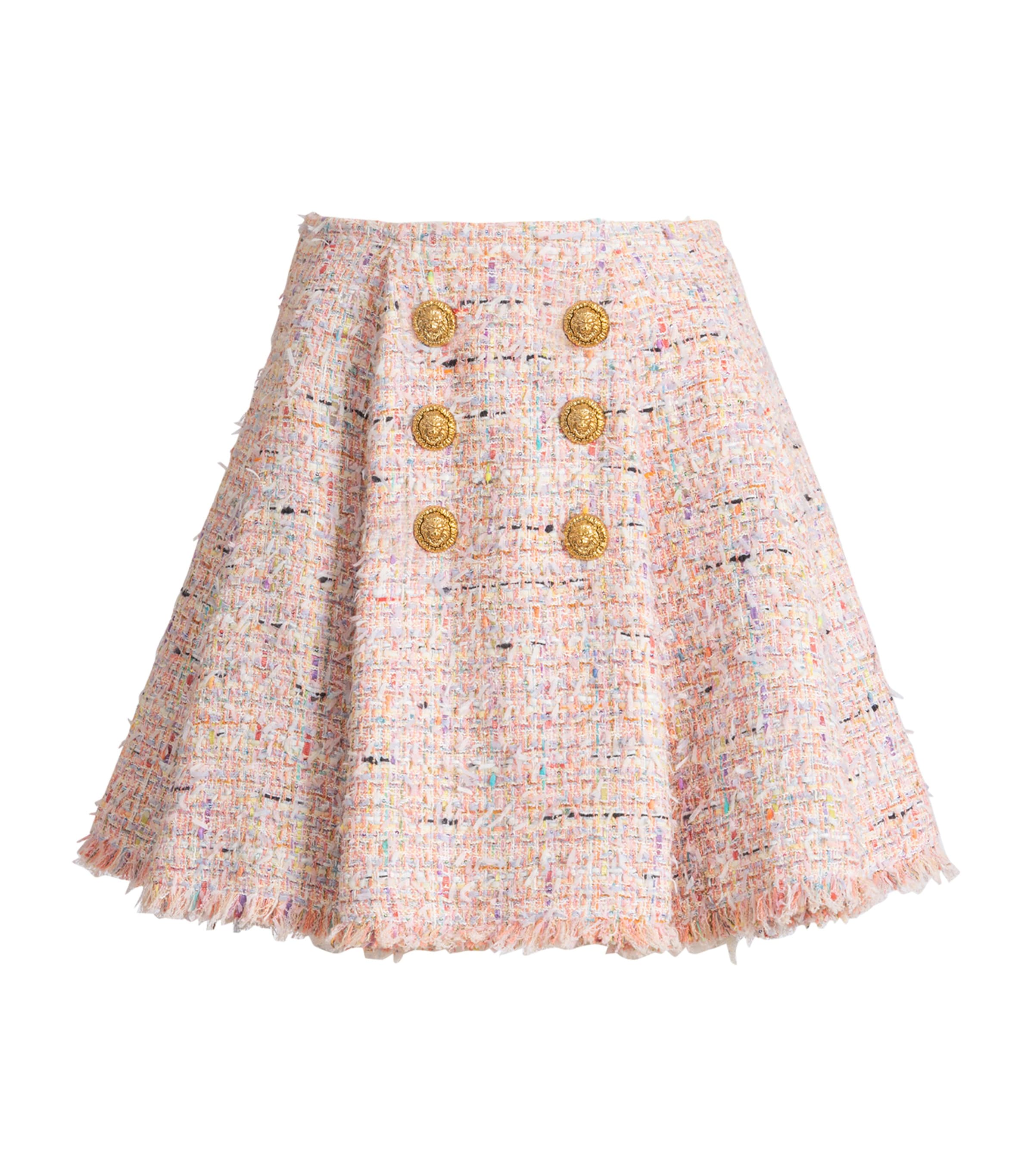 Balmain Womens Tweed Flared Mini Skirt Aaa Multicolore Image 1