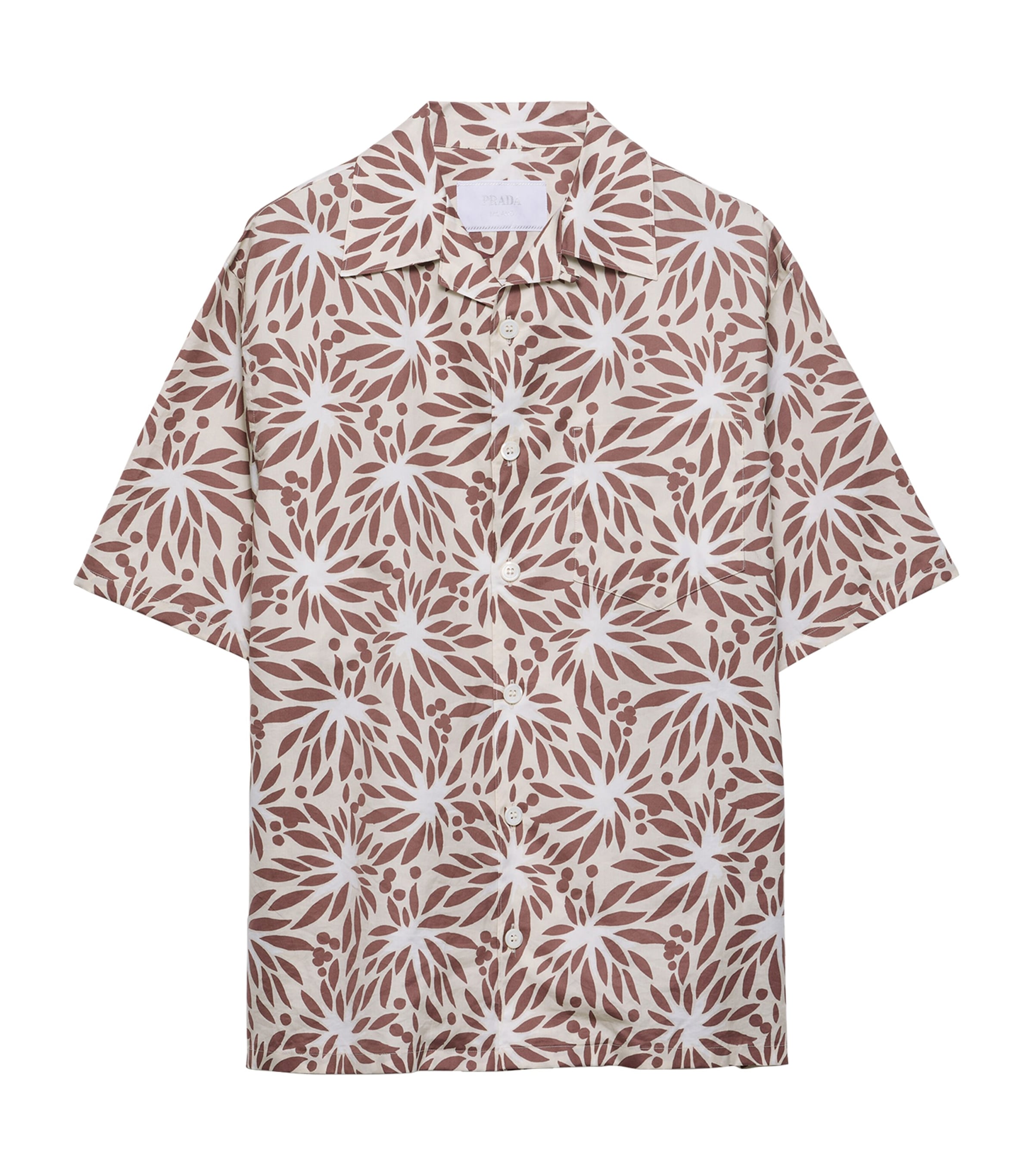 Prada Mens Cotton-Silk Short-Sleeve Bowling Shirt Image 1