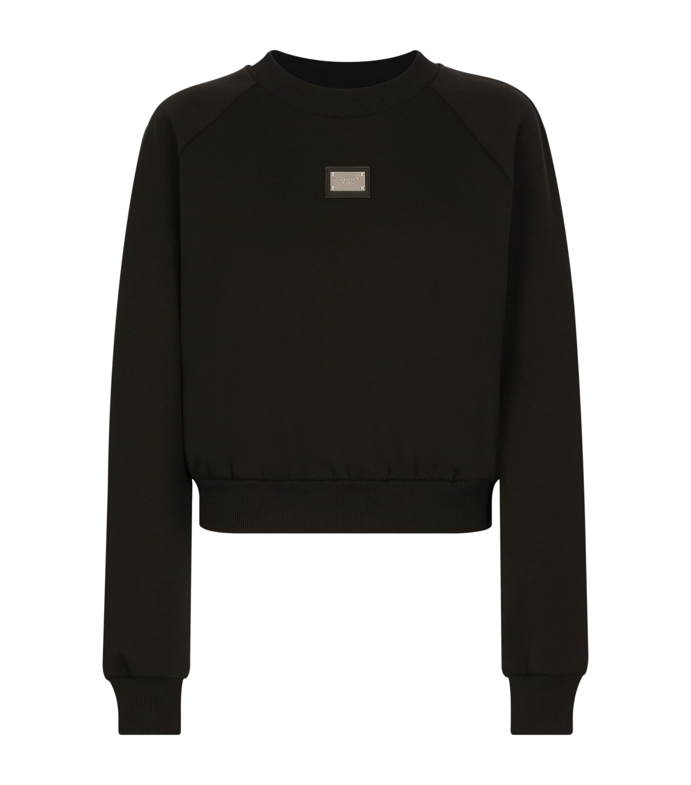 Dolce & Gabbana Logo Plaque Sweatshirt | Women Clothing | Tops | Sweatshirts & Hoodies | Loungewear | Lounge Tops | Designers | Dolce & Gabbana