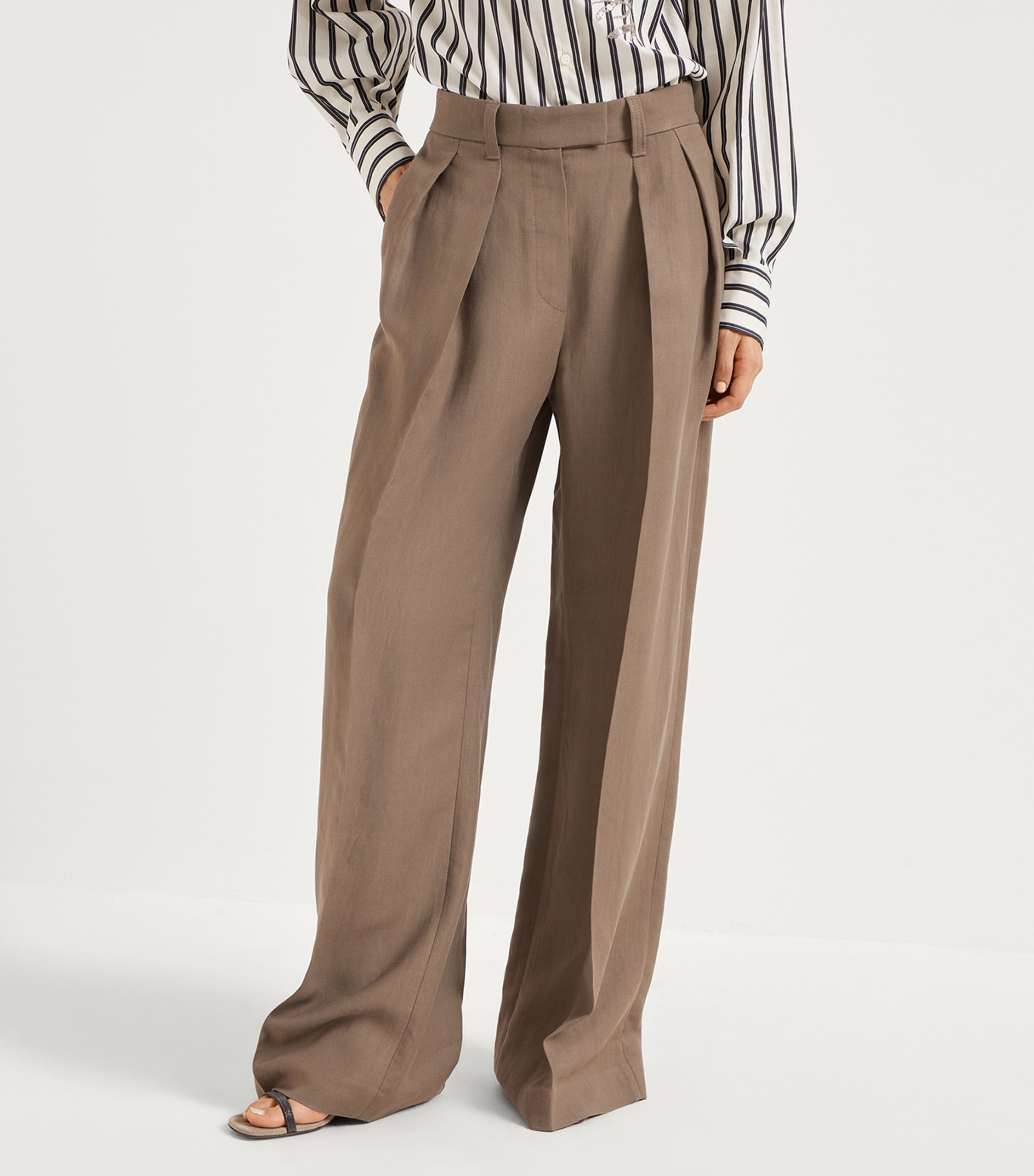 Brunello Cucinelli Viscose-Linen Wide-Leg Trousers | Harrods US
