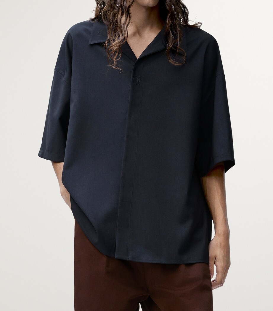LOEWE Mens Oversized Short-Sleeve Shirt Dark Blue Image 3