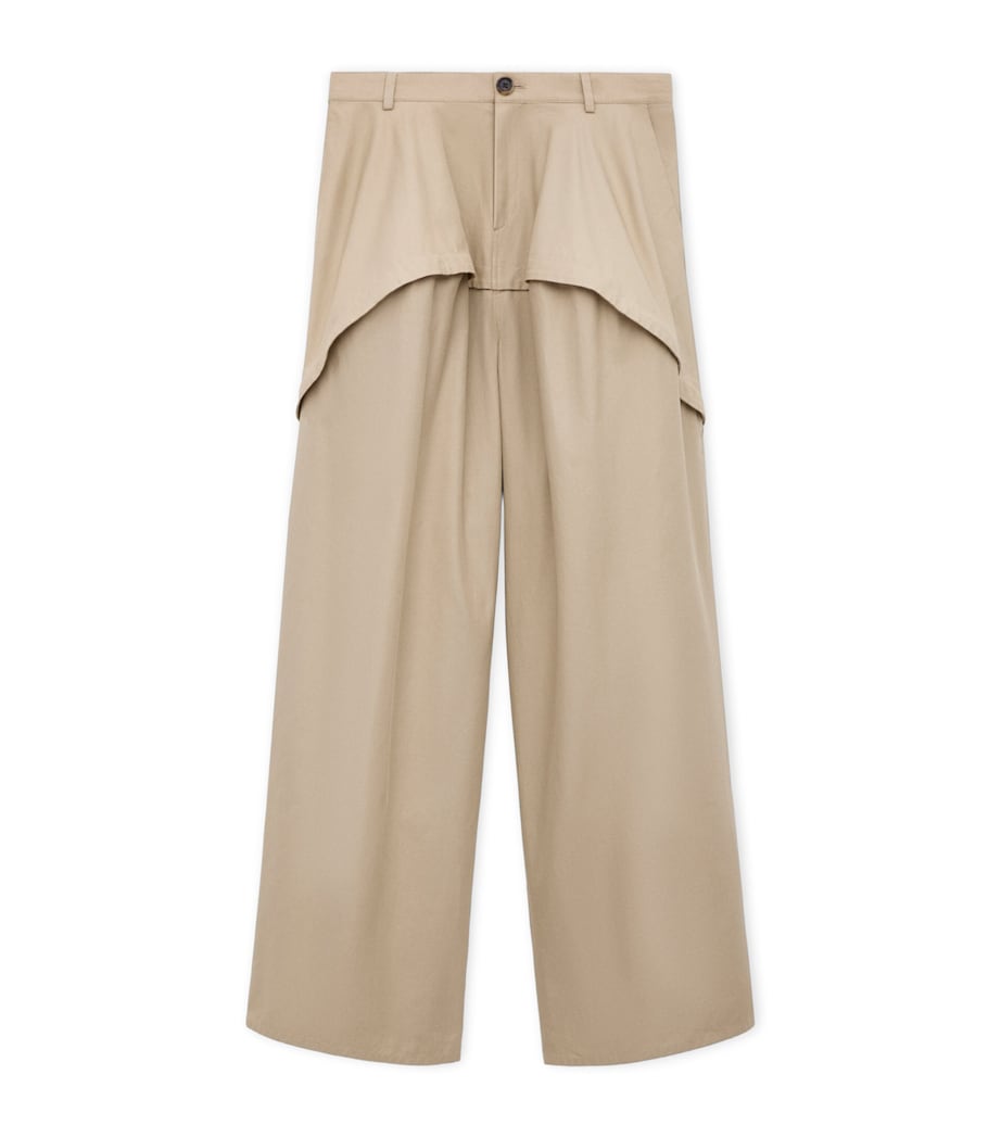 LOEWE Womens x Paula's Ibiza Cotton Panelled Trousers Beige Image 1