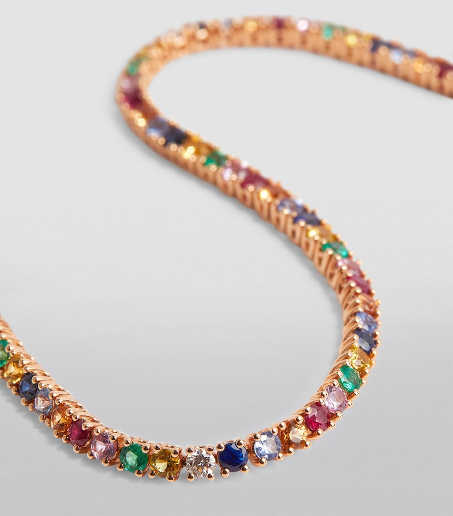 Rose Gold, Diamond and Rainbow Sapphire Hepburn Necklace ROSE GOLD Image 6