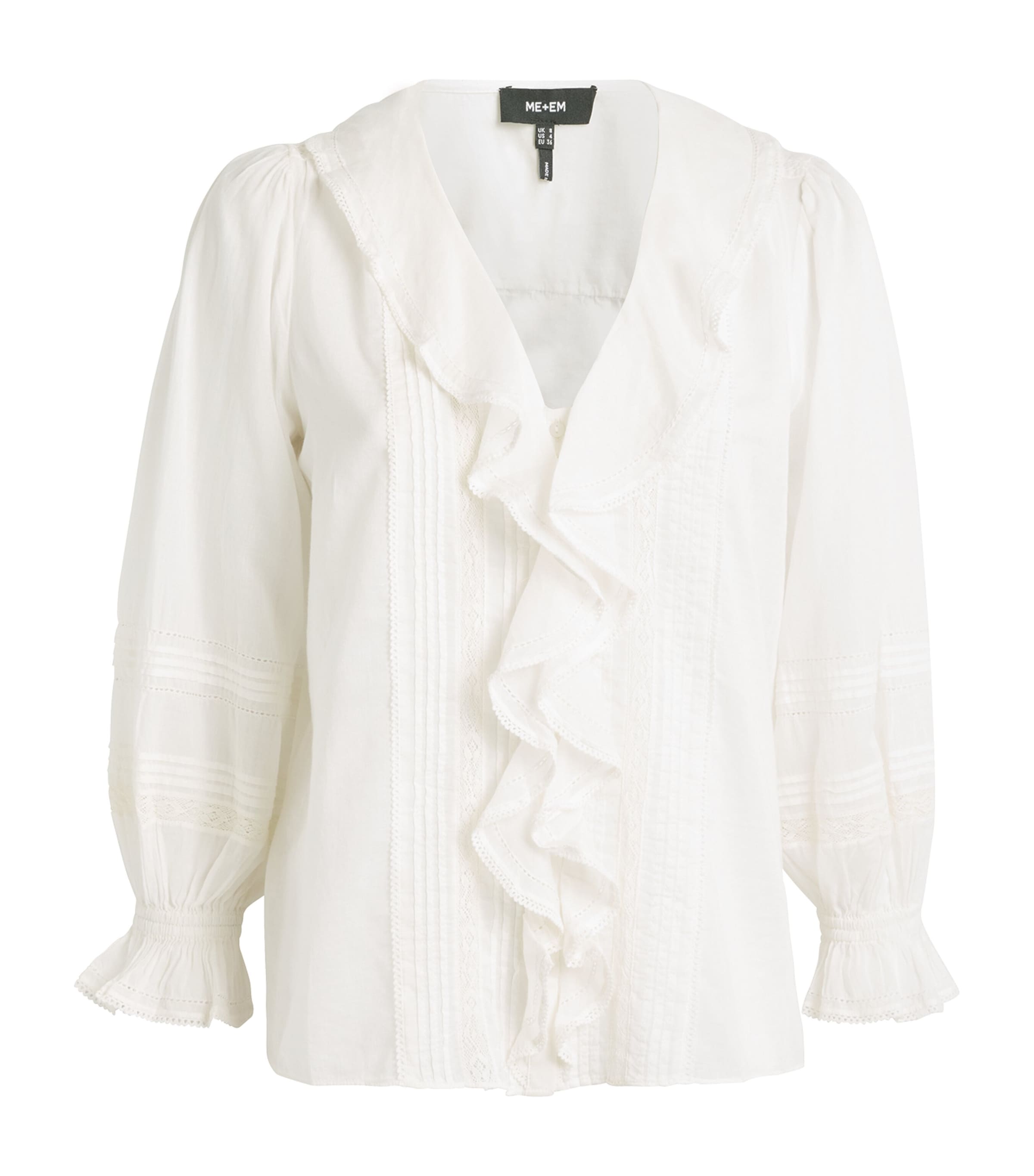 Shop Me+em Cotton Voile Ruffle Blouse In White