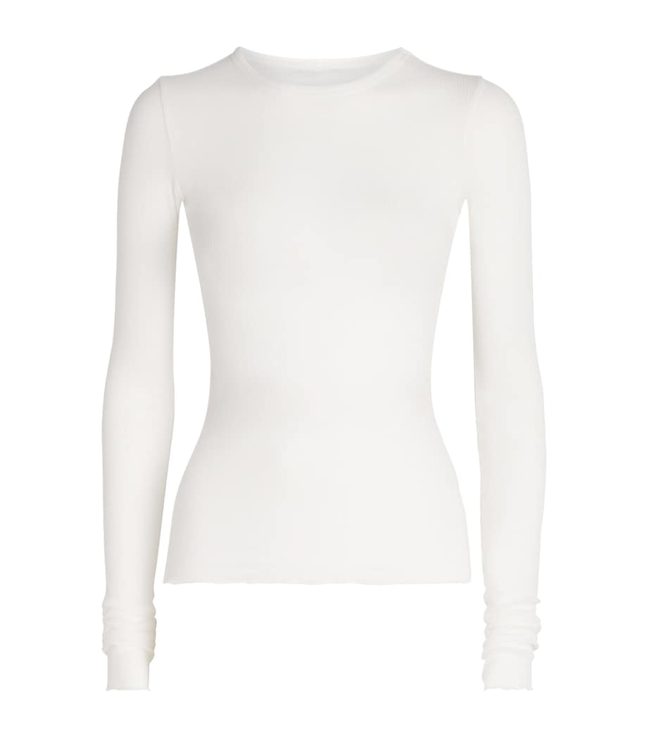 Skims Womens Ribbed Long-Sleeve T-Shirt Snow Image 1