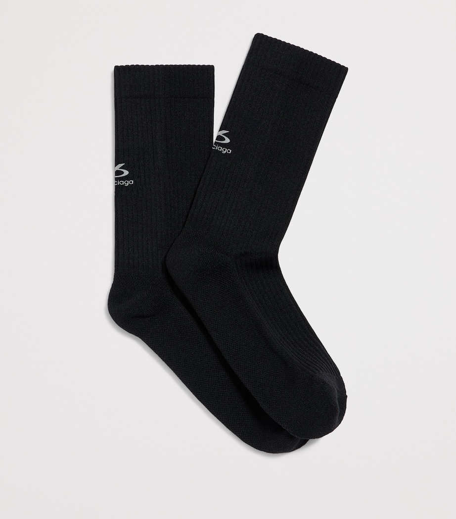 Balenciaga Womens Ribbed Logo Ankle Socks Image 2