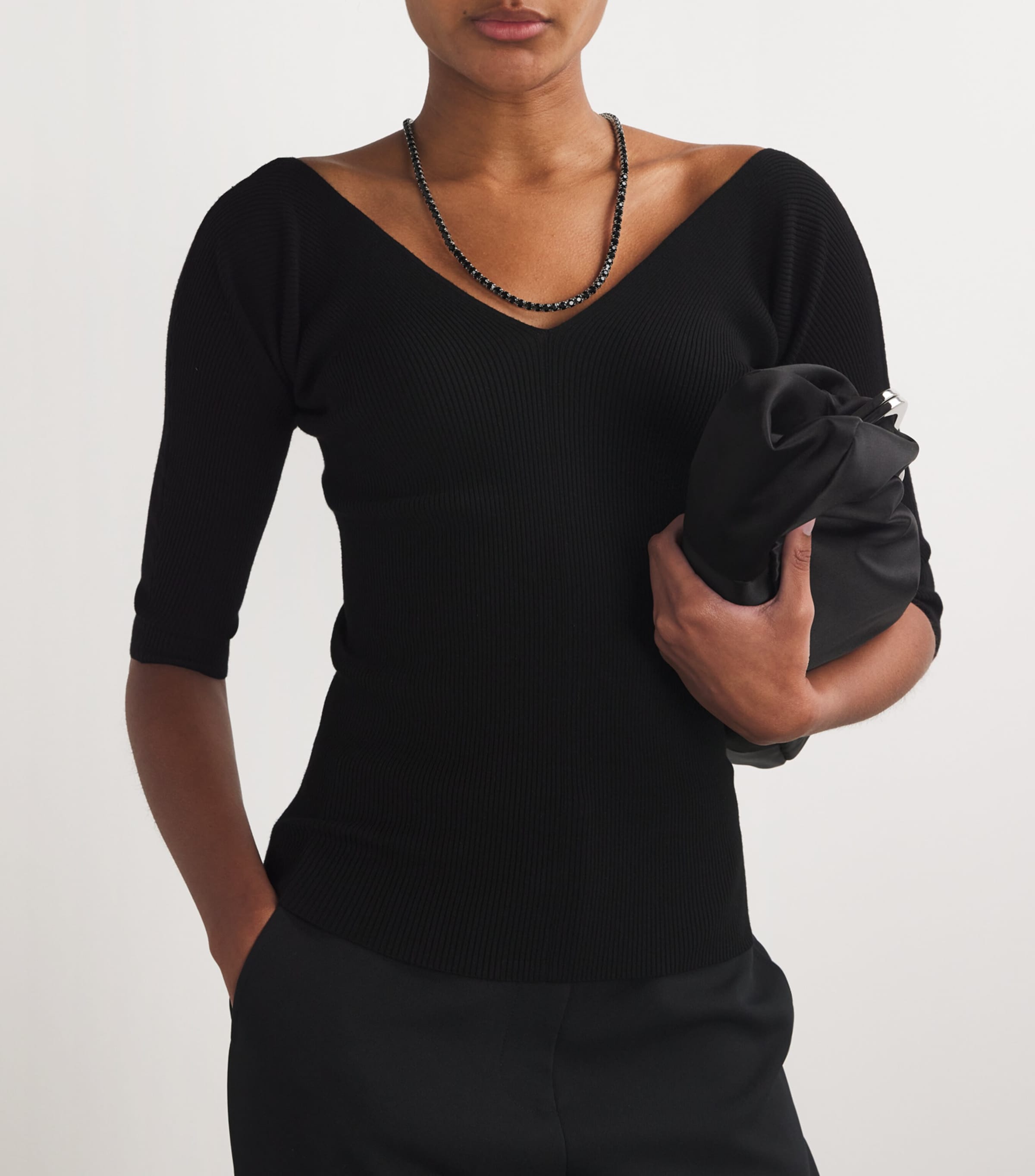 Weekend Max Mara Diamanté Tennis Choker Necklace Black Image 4