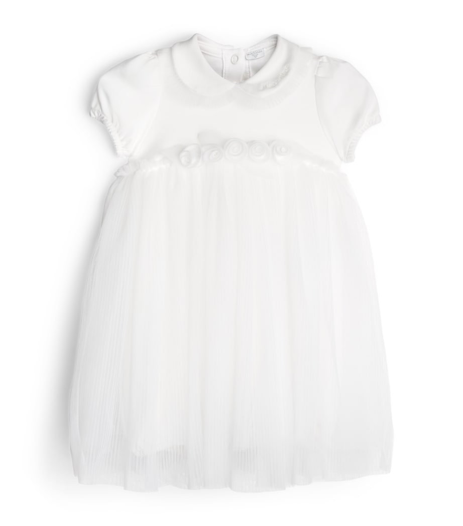 Monnalisa Tulle Rosebud Dress (1-9 Months) Cream Image 1