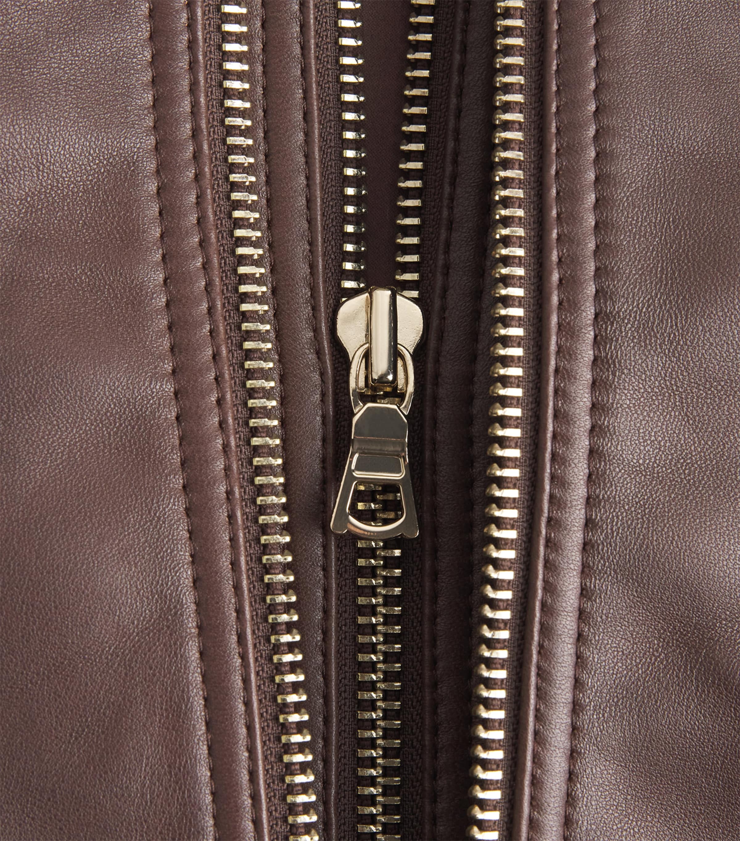 Alice+Olivia Womens Double-Layer Collins Leather Jacket Dark Chocolate Image 6
