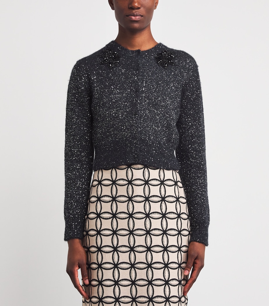 Wool-Blend Sequin Cardigan BLACK Image 3