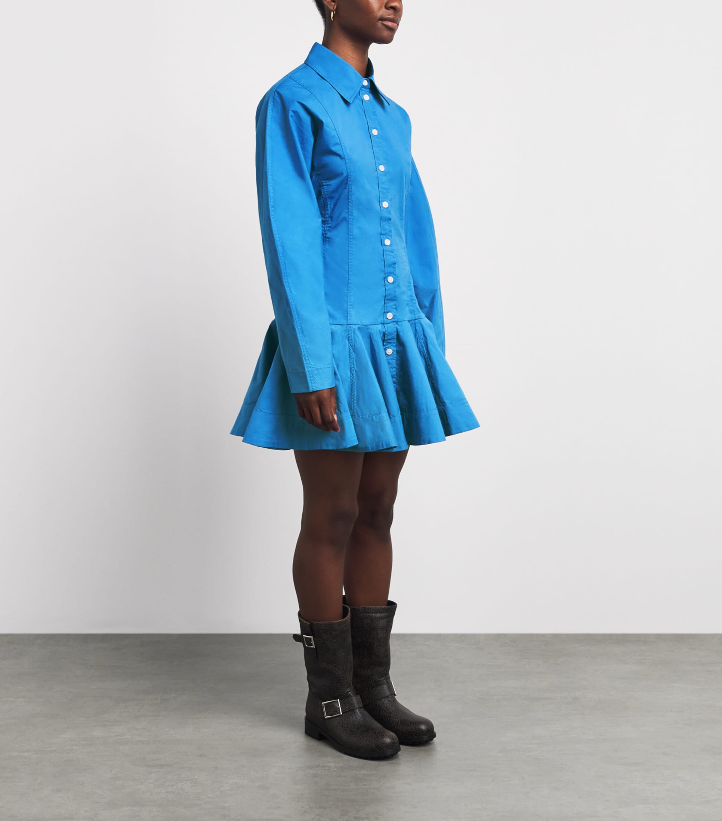 GANNI Womens Stretch-Cotton Mini Shirt Dress Marina Image 6