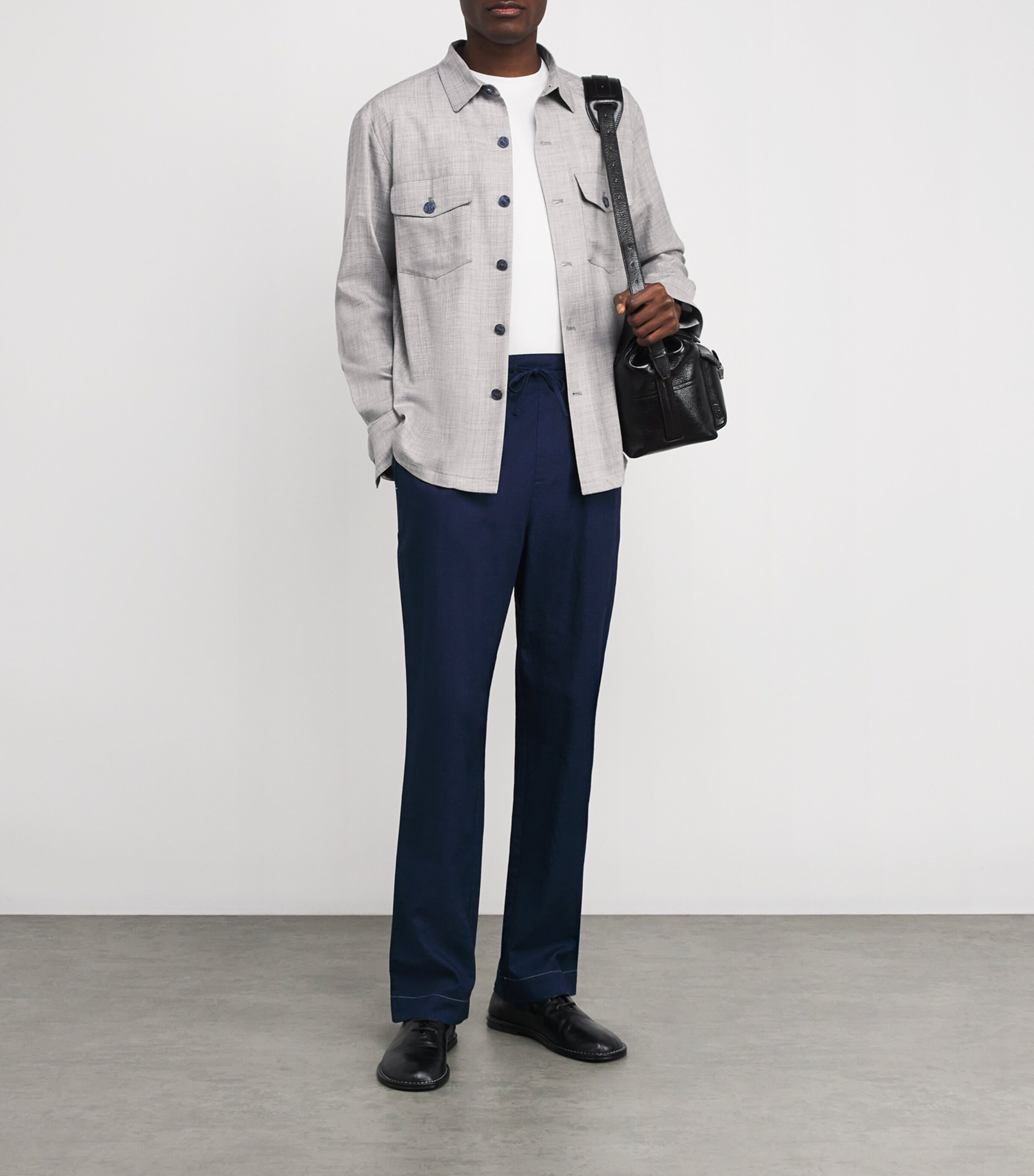 Colombo Mens Cashmere Overshirt Grey Image 2