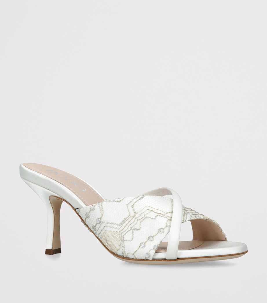 Rodo Embroidered Mabella Heeled Mules 55 Beige Comb Image 3