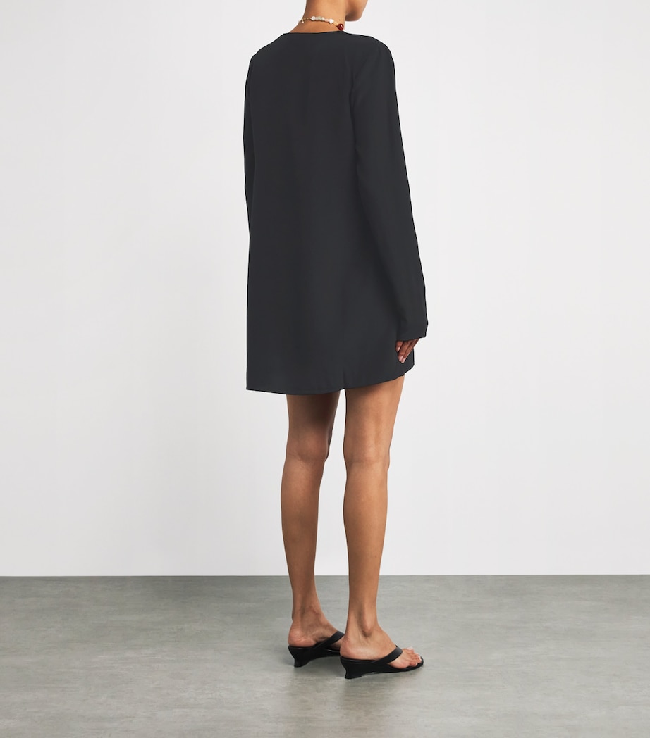 Silk Long-Sleeve Mini Dress BLACK Image 3