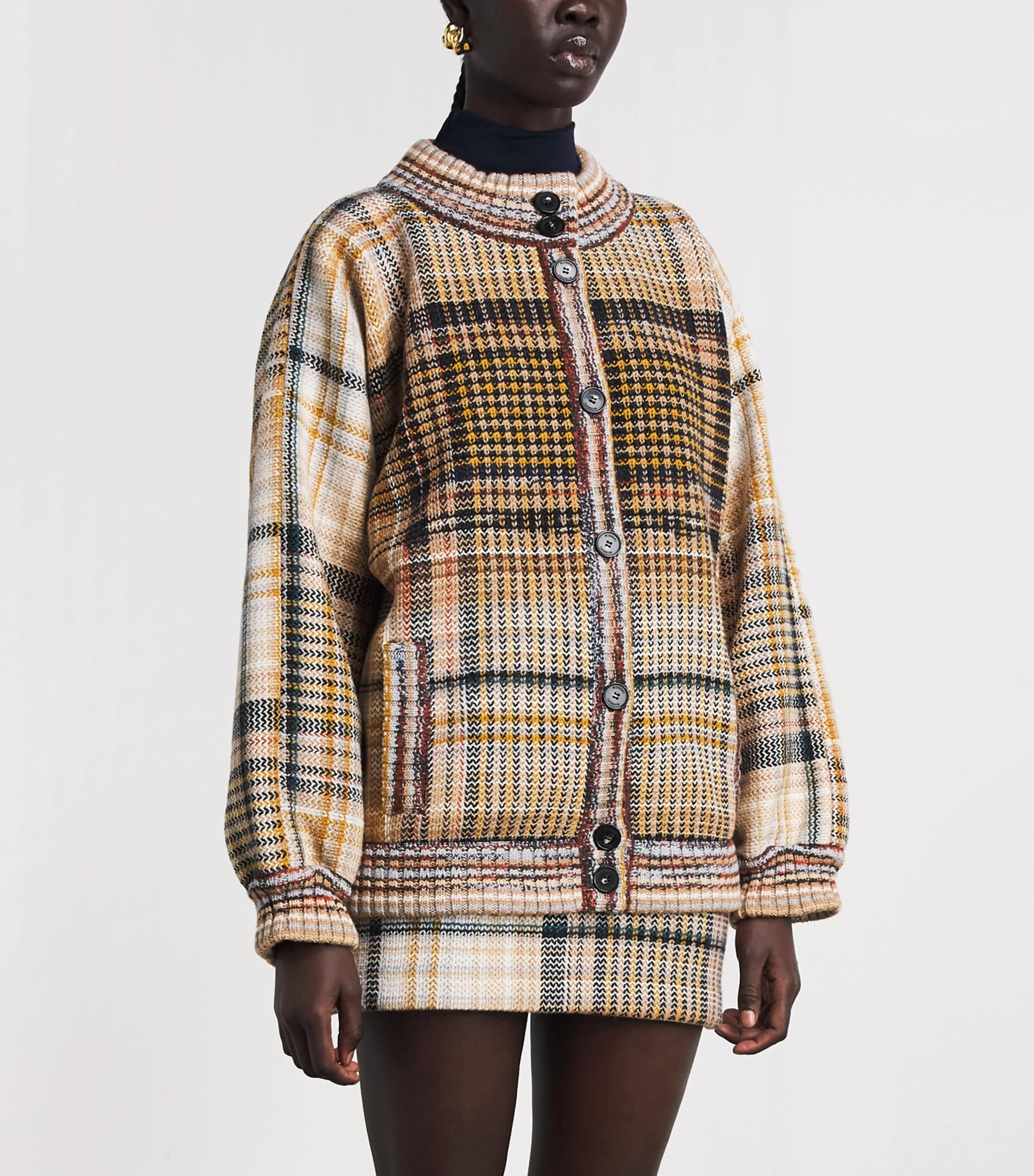 Missoni Womens Knitted Stripe Bomber Jacket Og,bk,bw Image 4