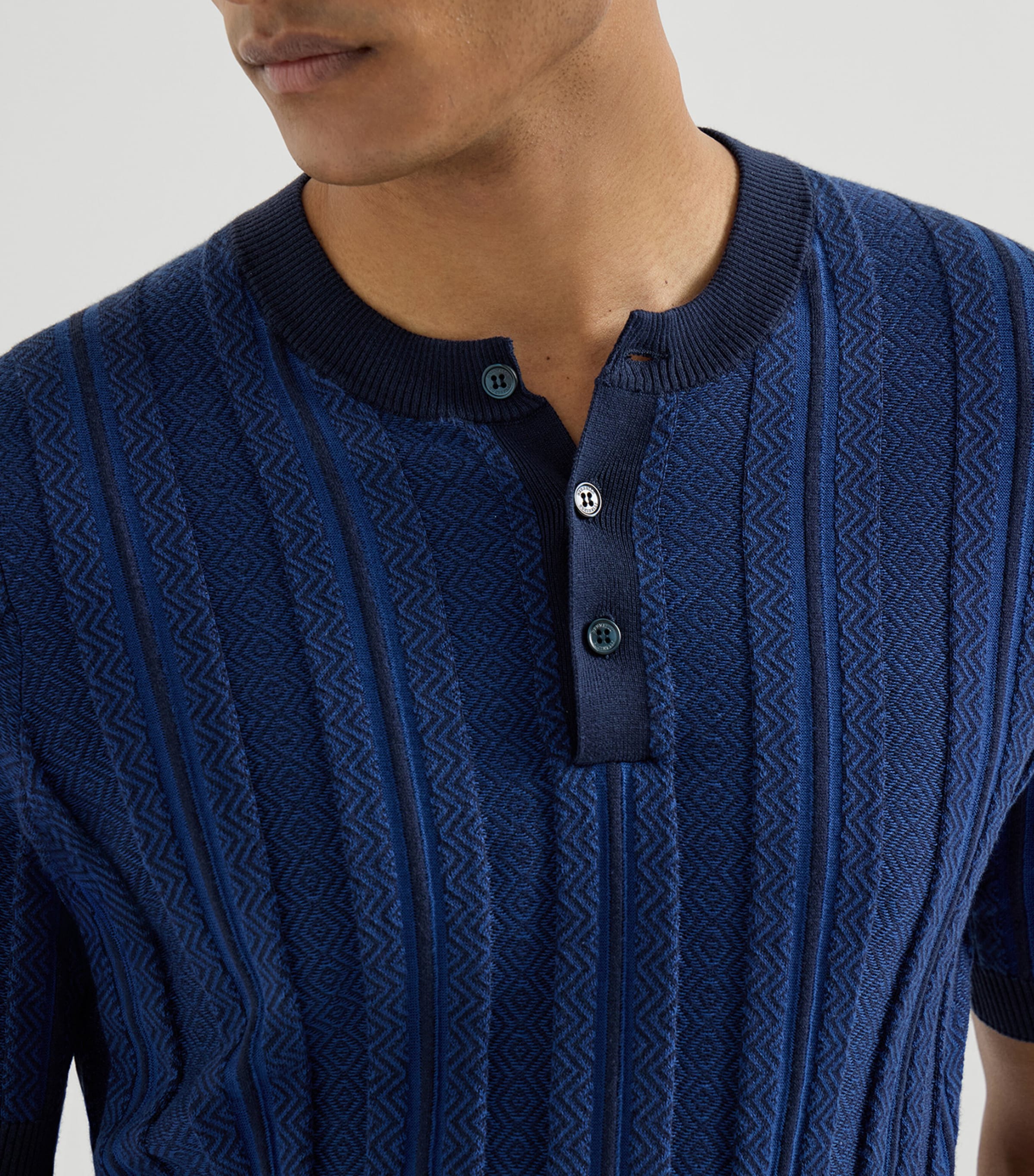 Cotton Rib-Knit Henley T-Shirt CFP55 Image 6