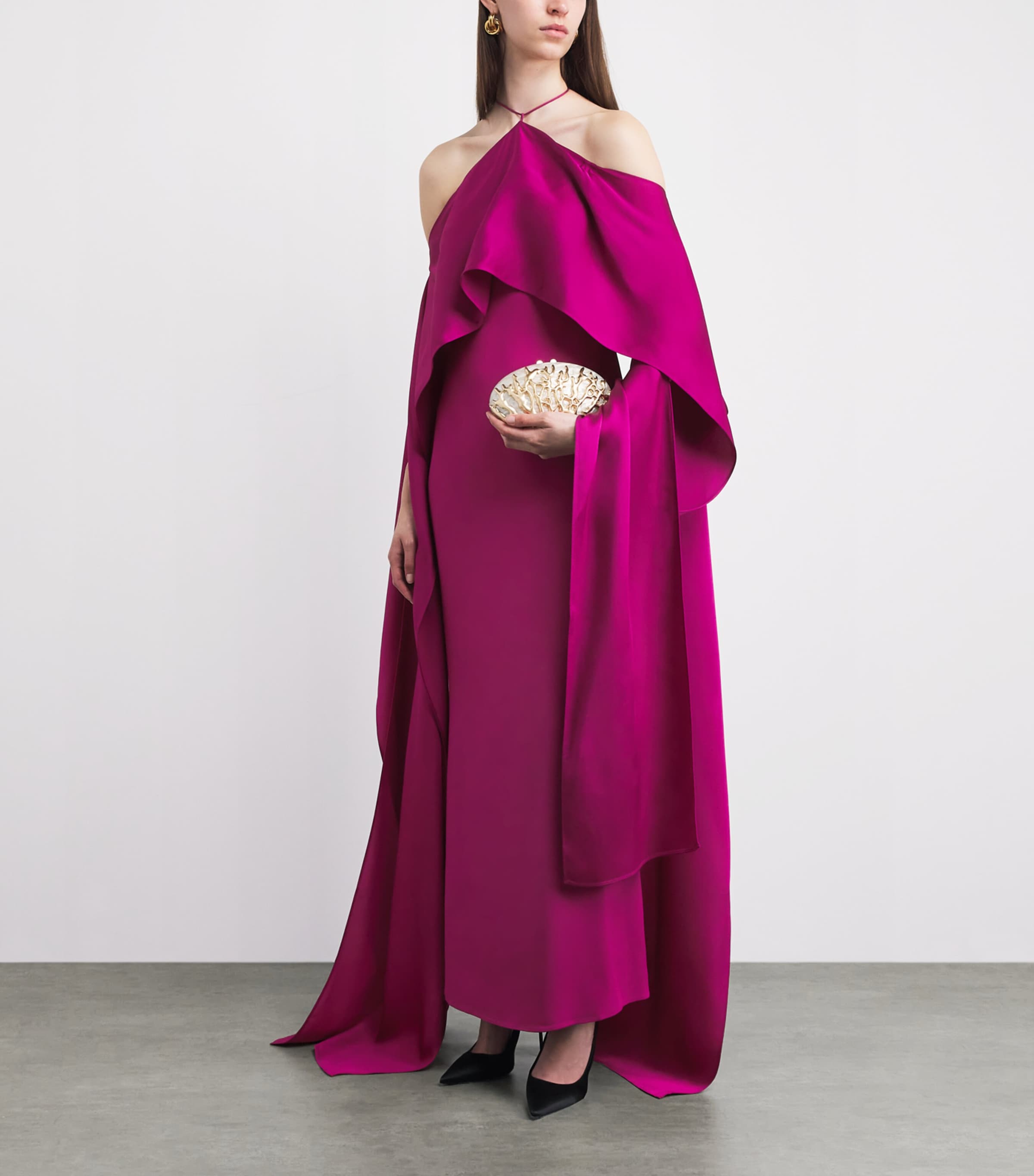 Taller Marmo Womens Halterneck Nan Maxi Dress Pomegranate Image 2