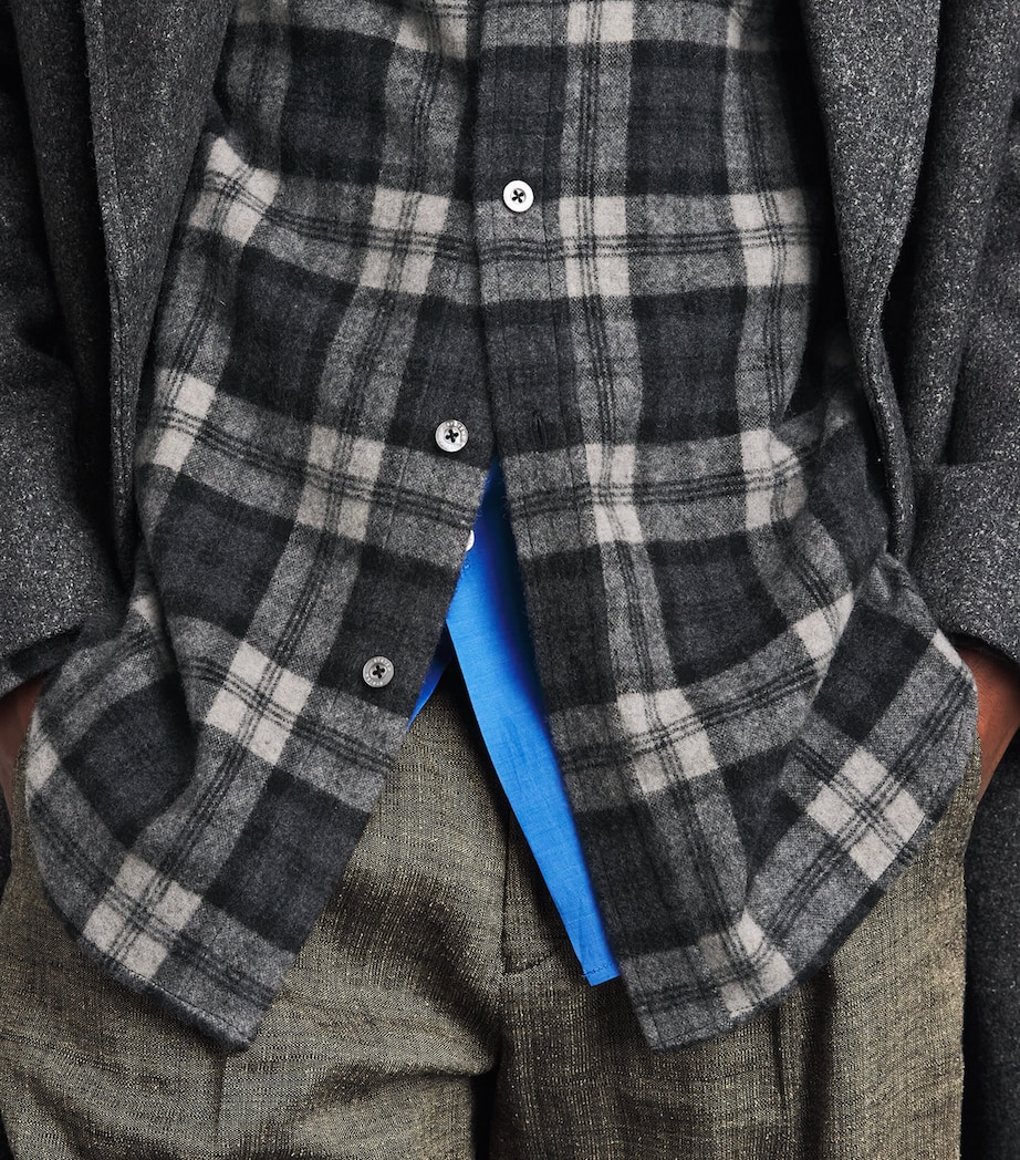 System Mens Wool-Blend Check Shirt Dark Grey Image 3