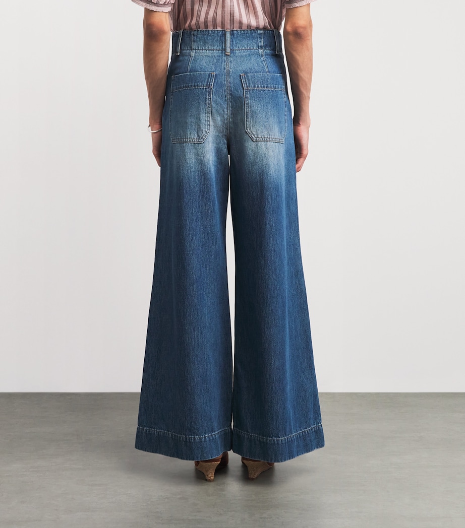 ME+EM Womens Wide-Leg Jeans Mid Blue Wash Image 5