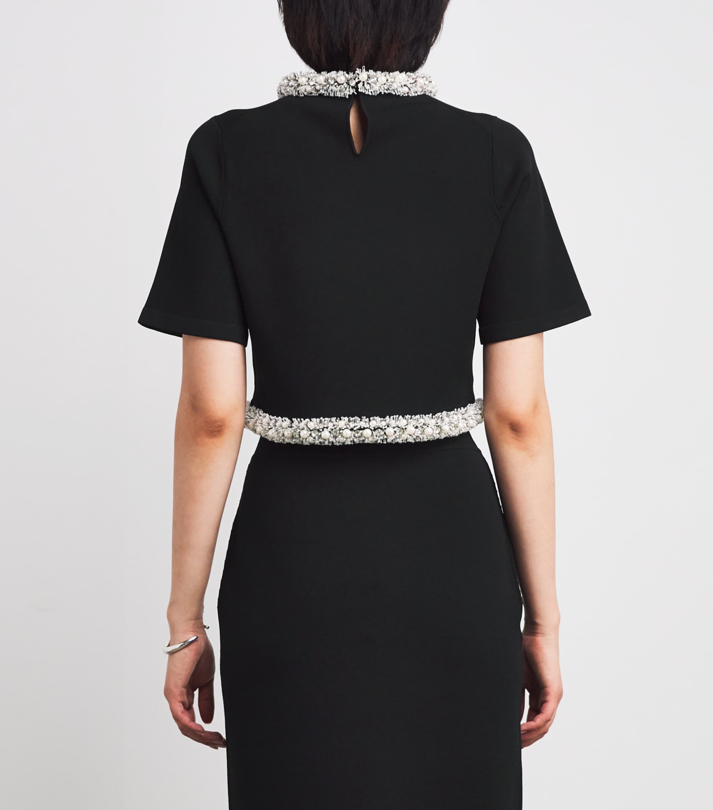 Embellished-Trim Ozelle Top BLACK Image 4