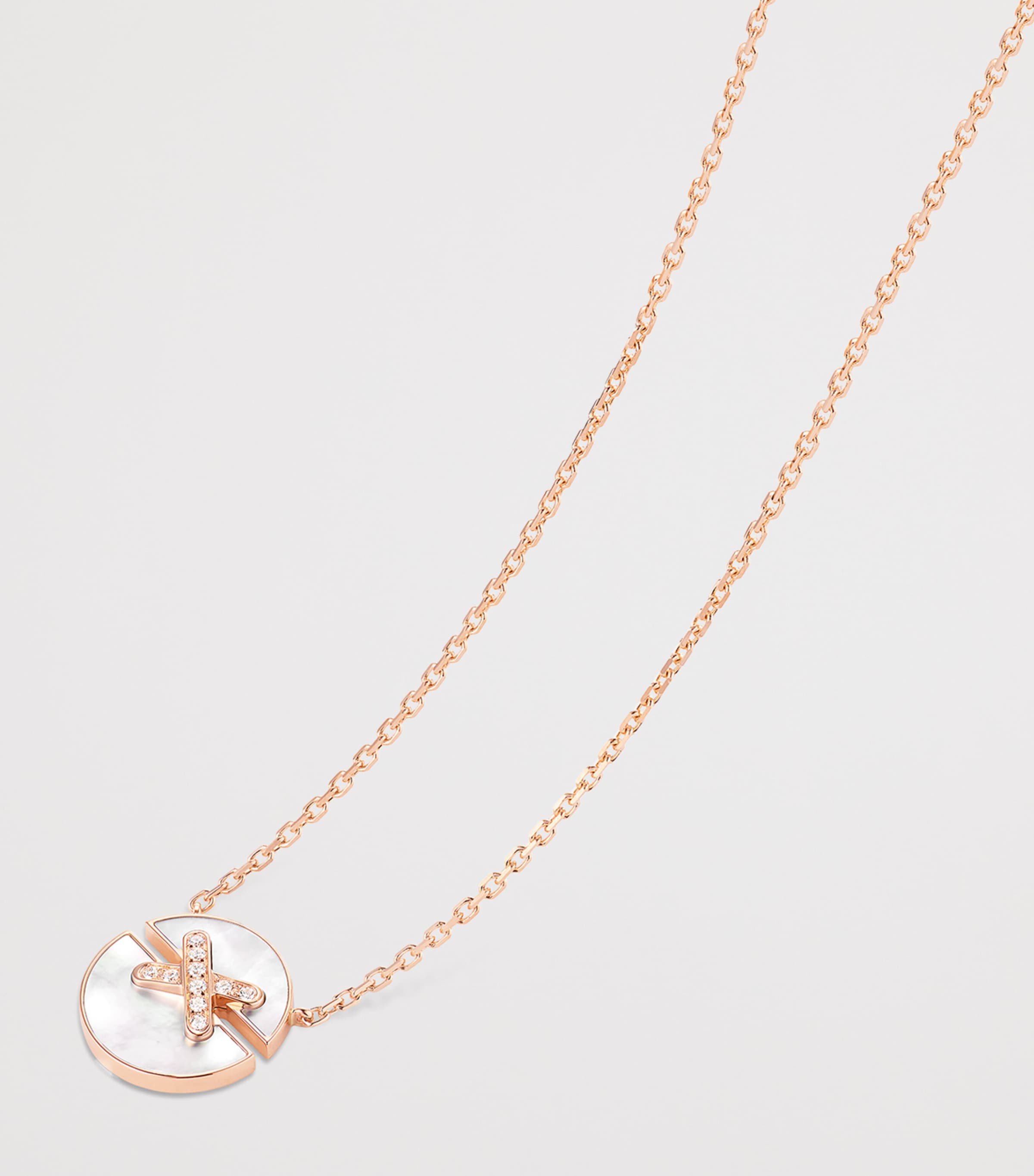 Chaumet Small Rose Gold, Diamond and Mother-of-Pearl Harmony Pendant Necklace Pink Gold Image 3
