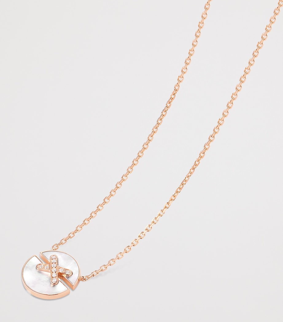 Chaumet Small Rose Gold, Diamond and Mother-of-Pearl Harmony Pendant Necklace Pink Gold Image 3