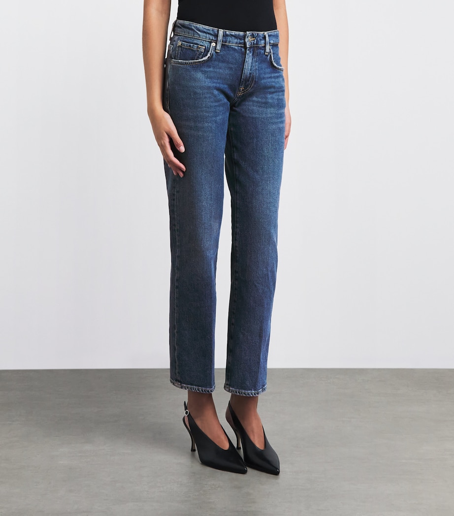 7 For All Mankind Womens Calie Mid-Rise Straight Jeans Explorer Image 4