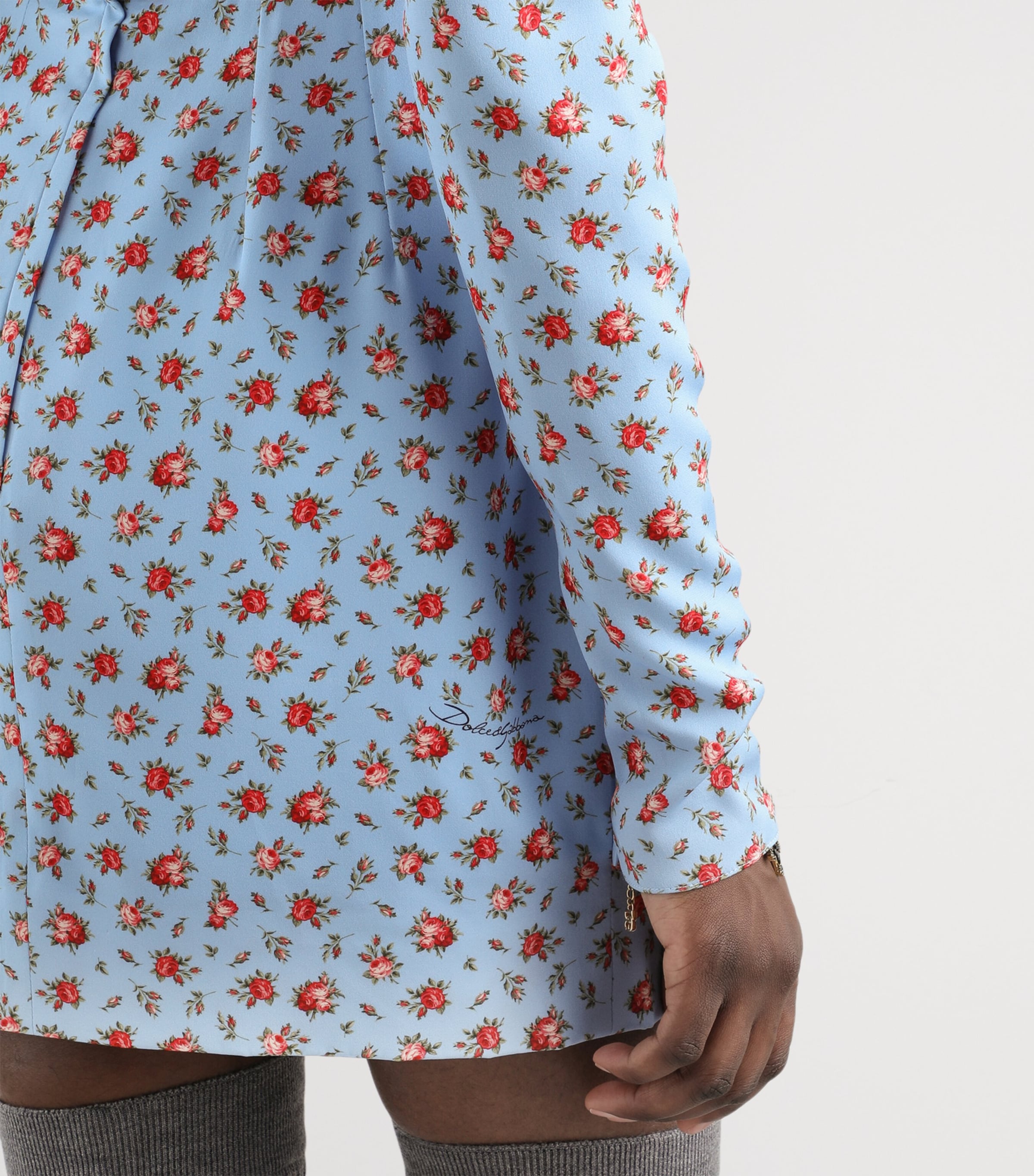 Dolce&Gabbana Womens Silk-Blend Floral Mini Dress Rose Image 5