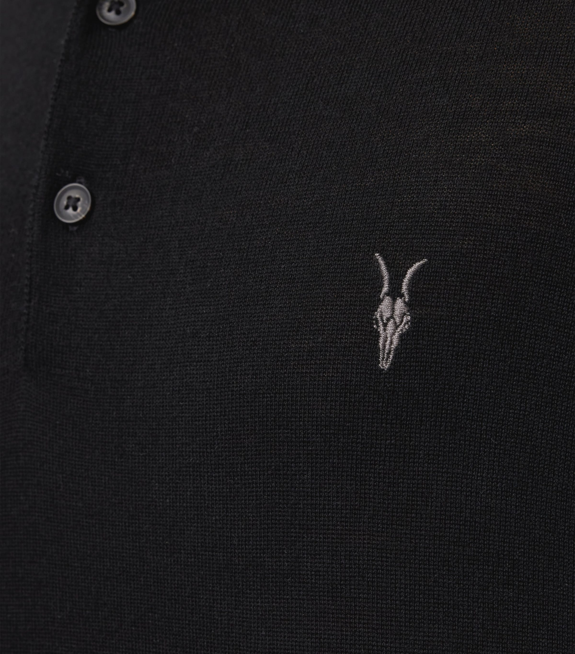 Merino Wool Mode Polo Shirt BLACK Image 10