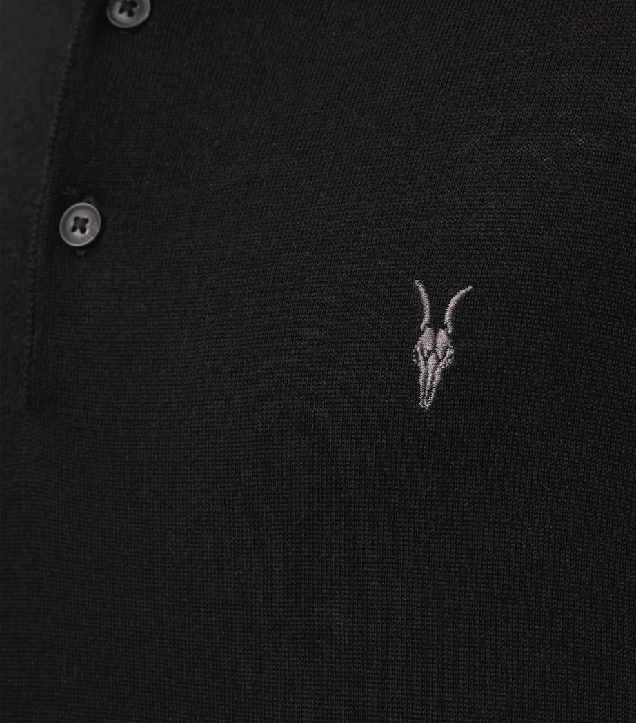 Merino Wool Mode Polo Shirt BLACK Image 10