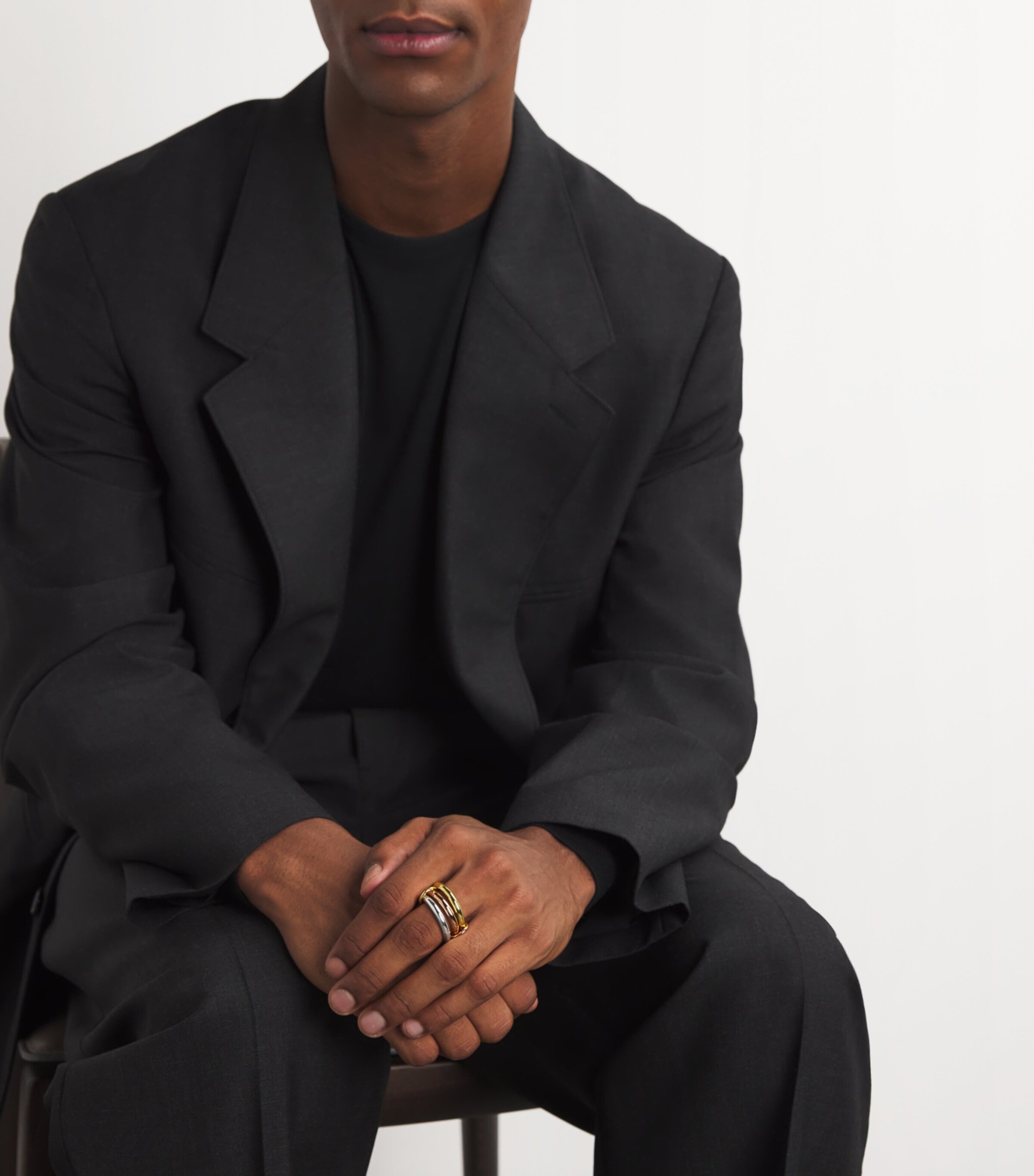 Sterling Silver and Mixed Gold Mercury Ring STERLING SILVER Image 2