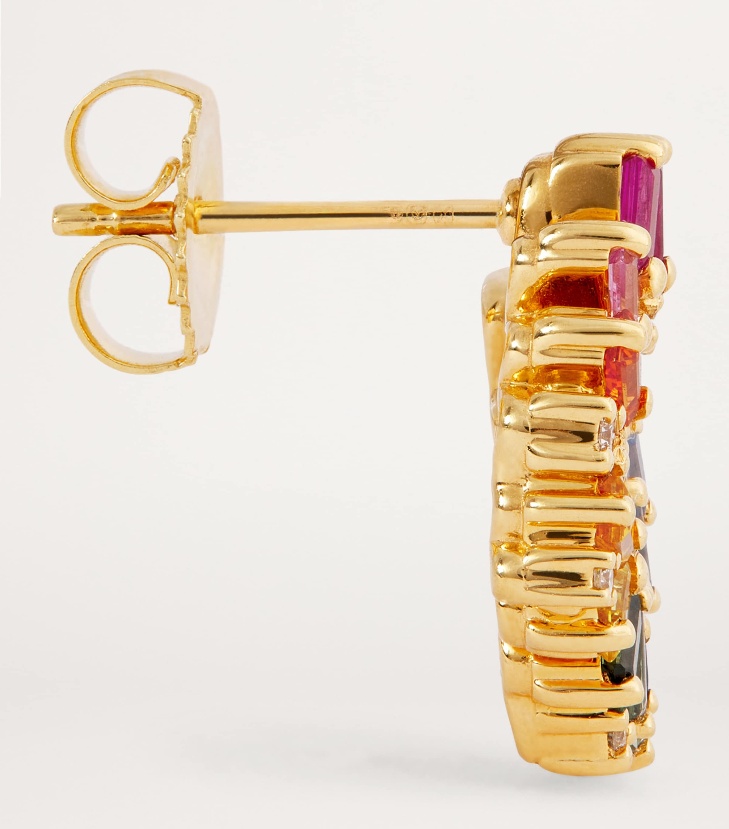 Suzanne Kalan Yellow Gold, Diamond and Rainbow Sapphire Shimmer Sideways Hoop Earrings Yg/rs Image 4