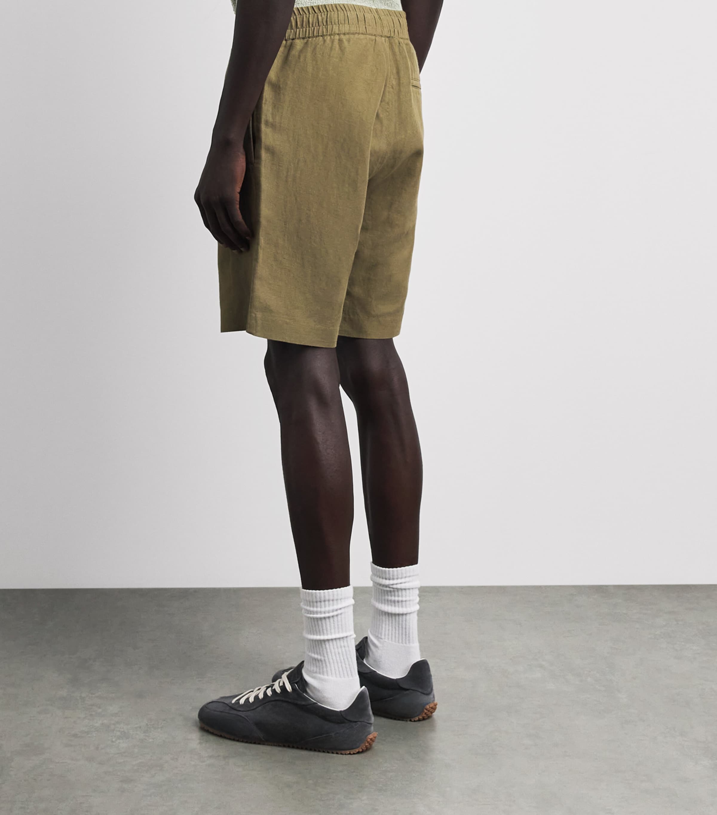 Samsøe Samsøe Mens Linen-Cotton Smith Shorts Dusky Green Image 5