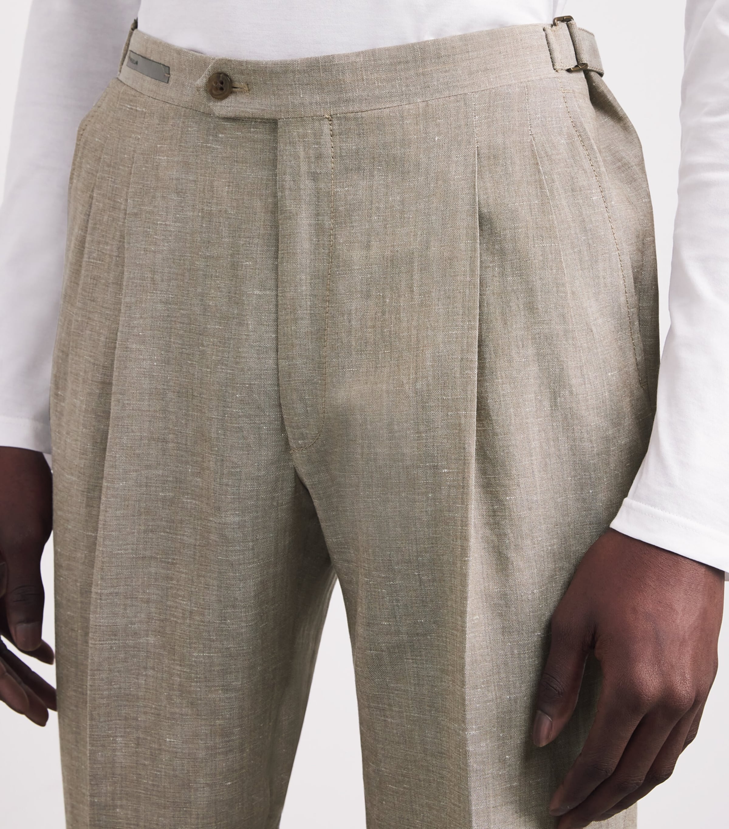 Wool-Linen Straight Trousers 036 NATURAL / BEIGE Image 6