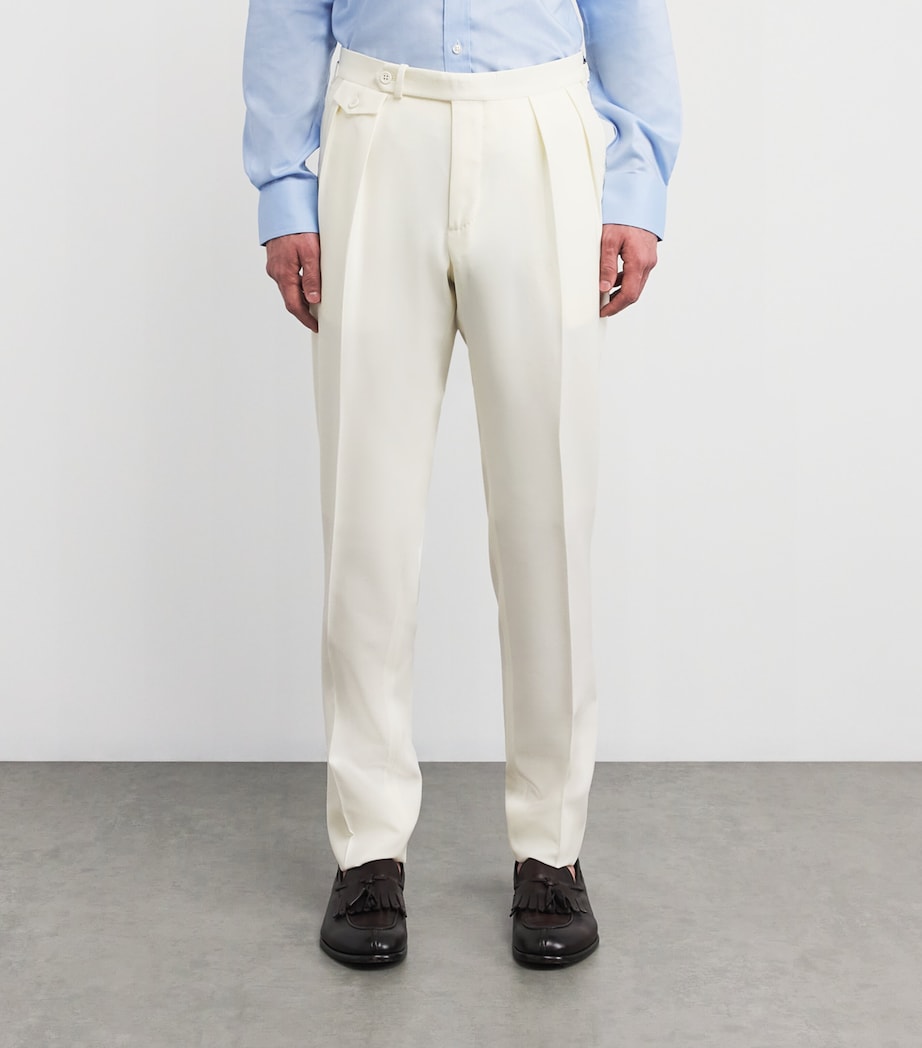 Polo Ralph Lauren Mens Wool Barathea Pleated Trousers Natural Image 3