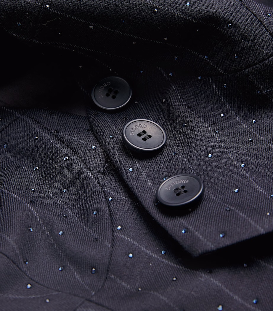 Rhinestone-Embellished Stripe Waistcoat NAVY BLUE Image 5