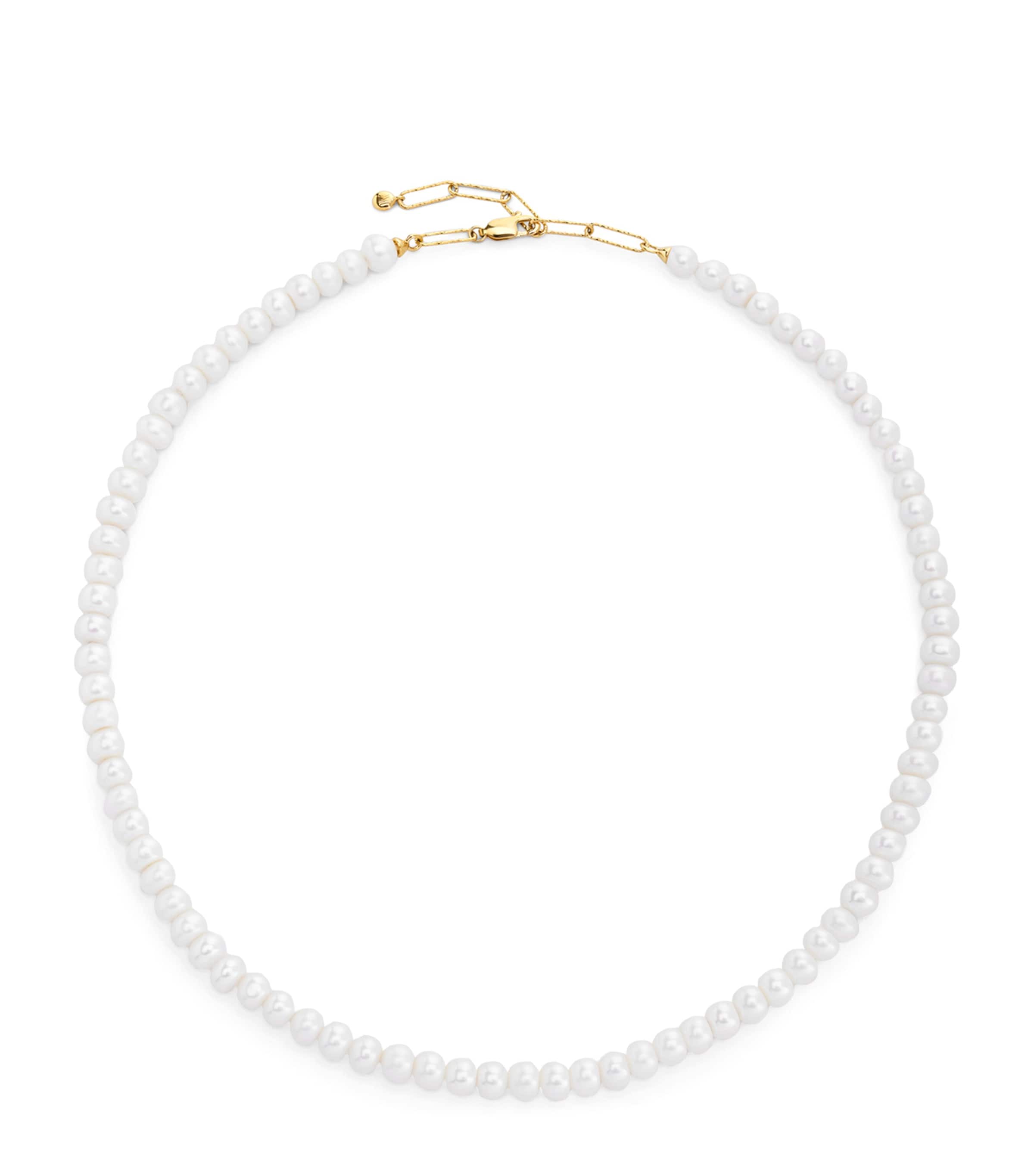 Monica Vinader Gold Vermeil And Pearl Nomade Necklace In White