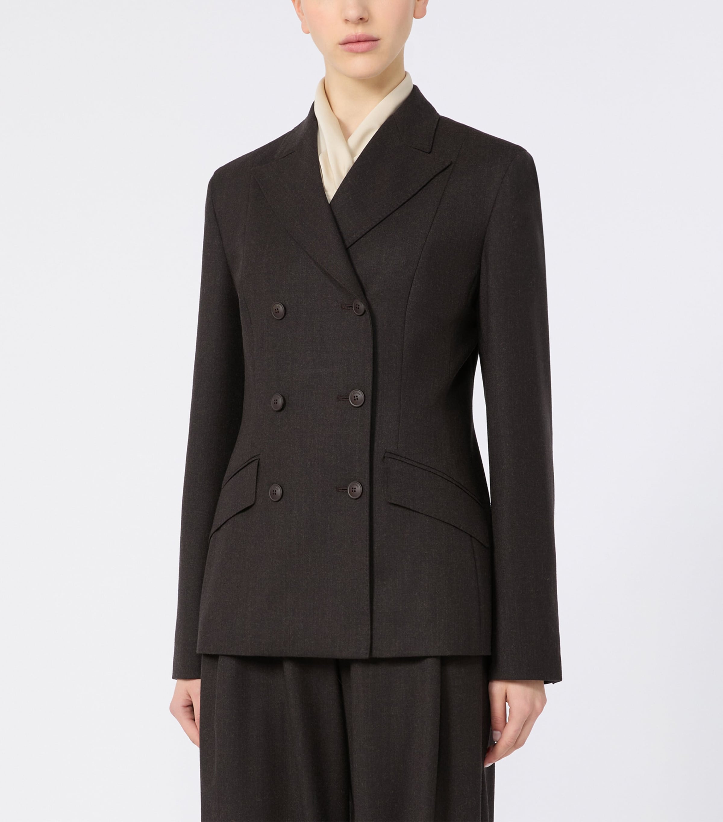 Max Mara Womens Virgin Wool Blazer Dark Brown Image 2