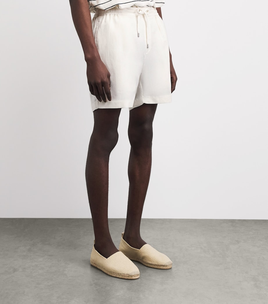 Ralph Lauren Purple Label Mens Silk-Linen Drawstring Shorts Deckwash White Image 4