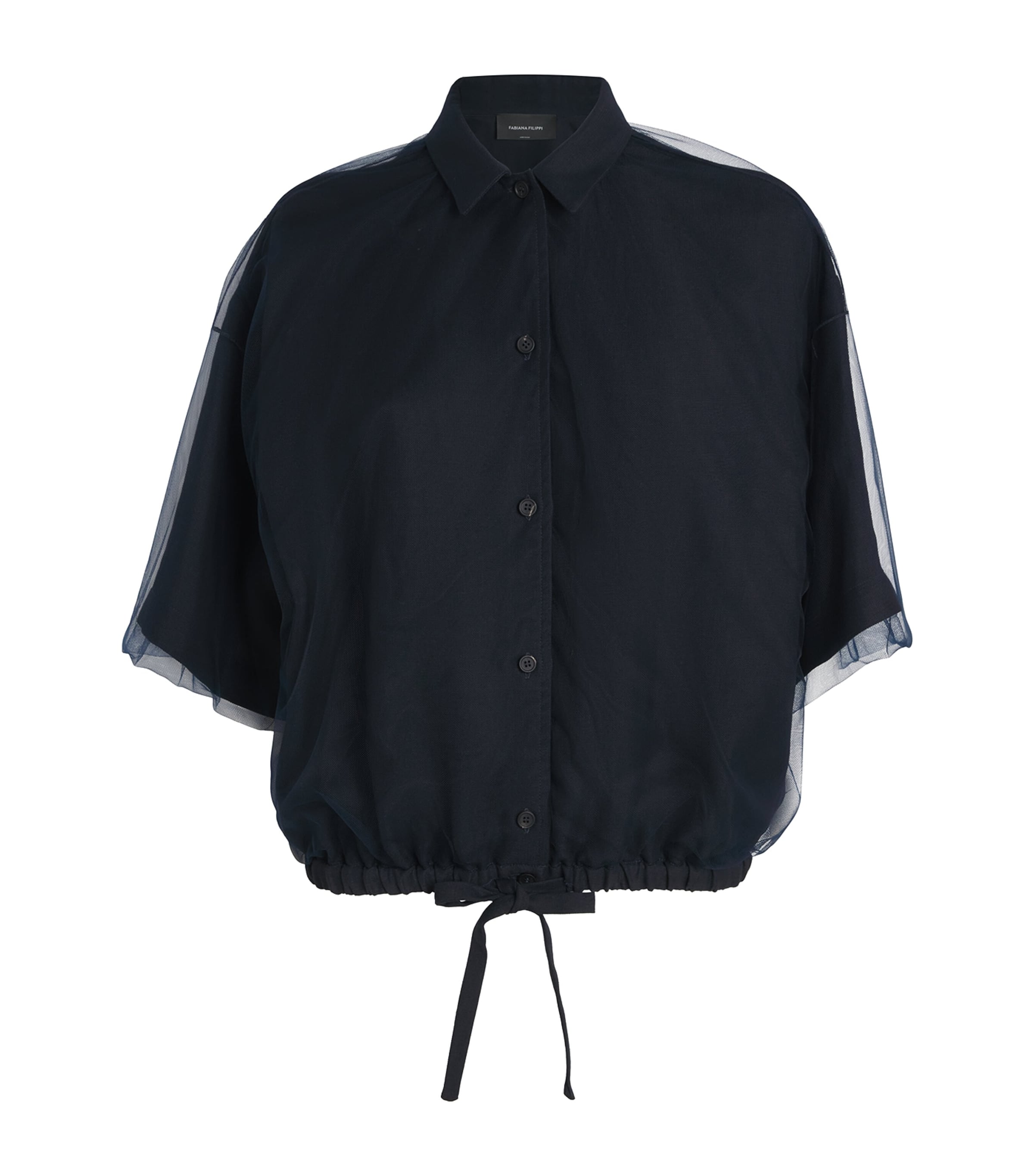 Shop Fabiana Filippi Tie-waist Shirt In Navy
