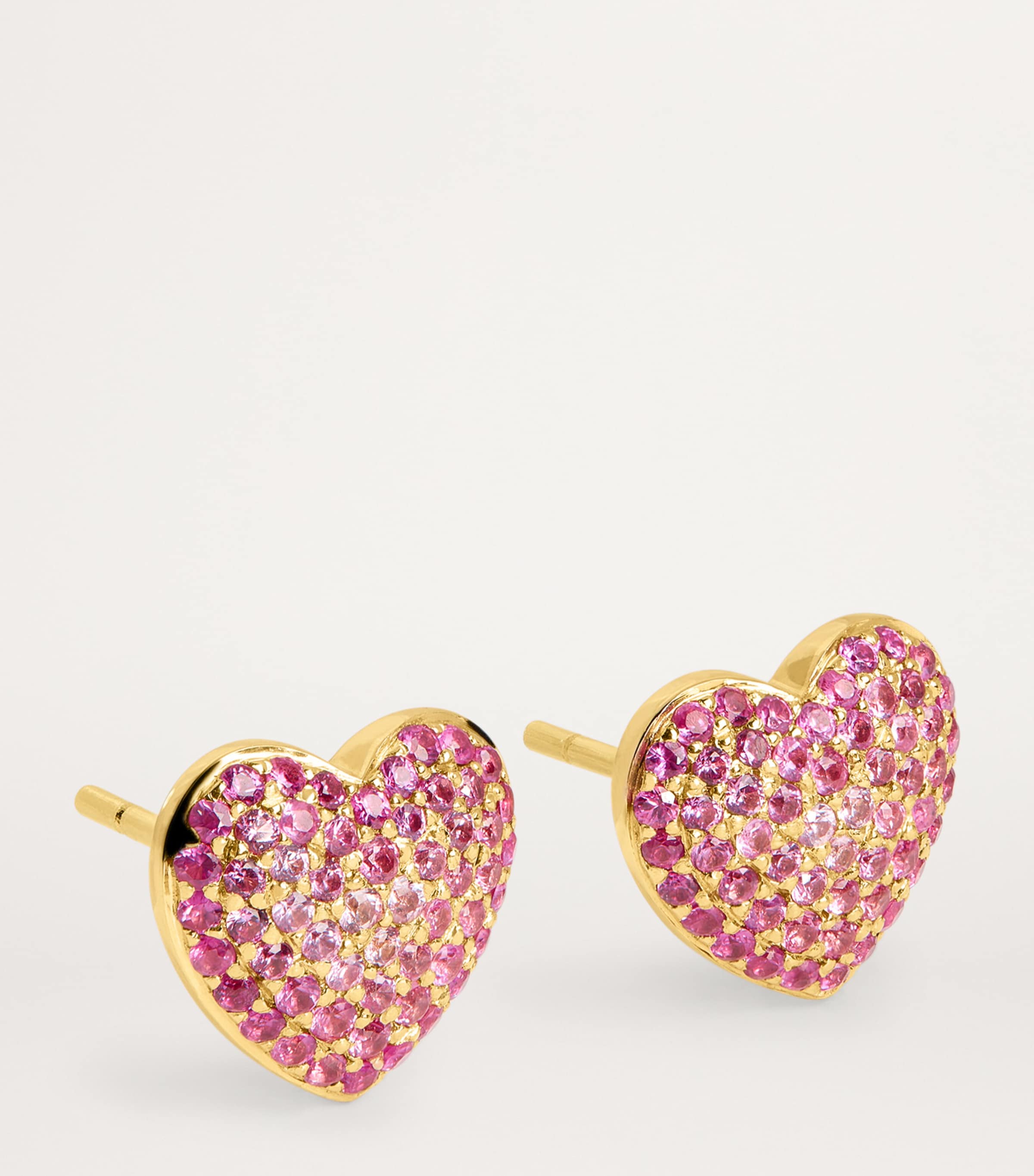 Yellow Gold and Pink Sapphire Heart Lucy Stud Earrings YELLOW GOLD Image 3