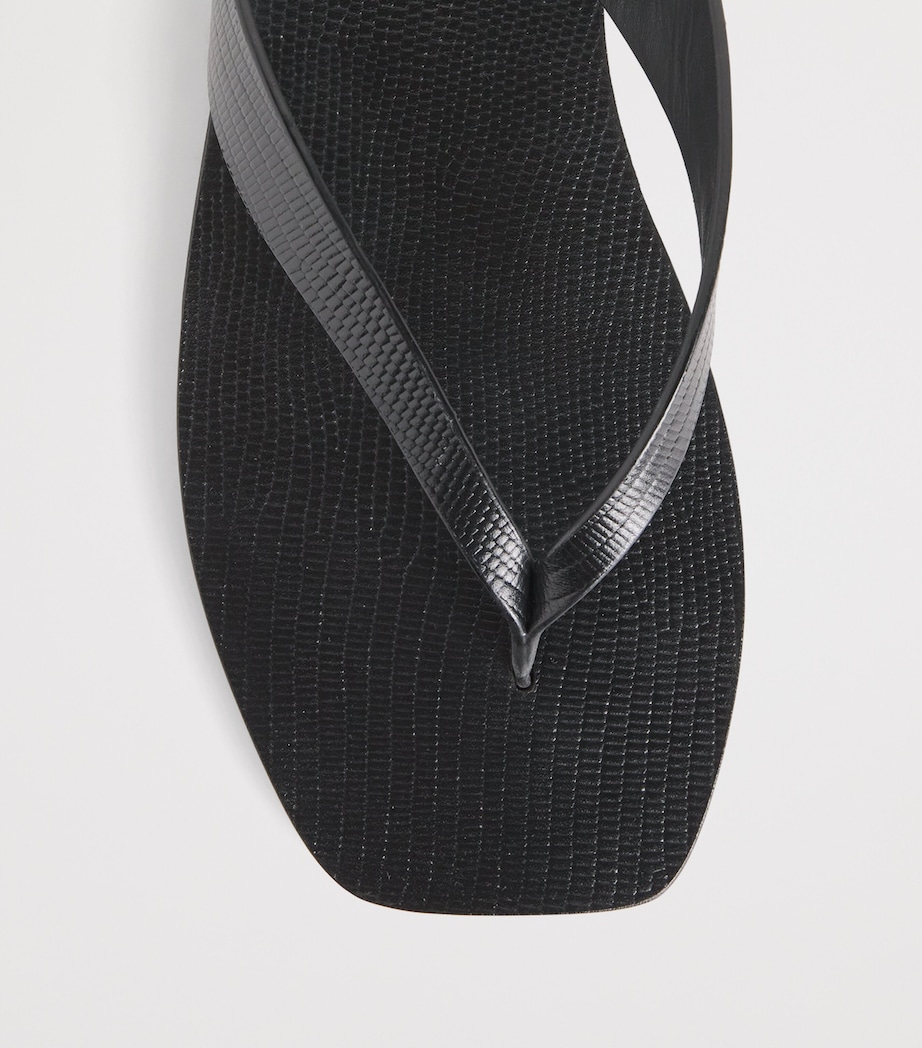 Leather Kinto Flip Flops BLACK EMBSSED LIZARD Image 5