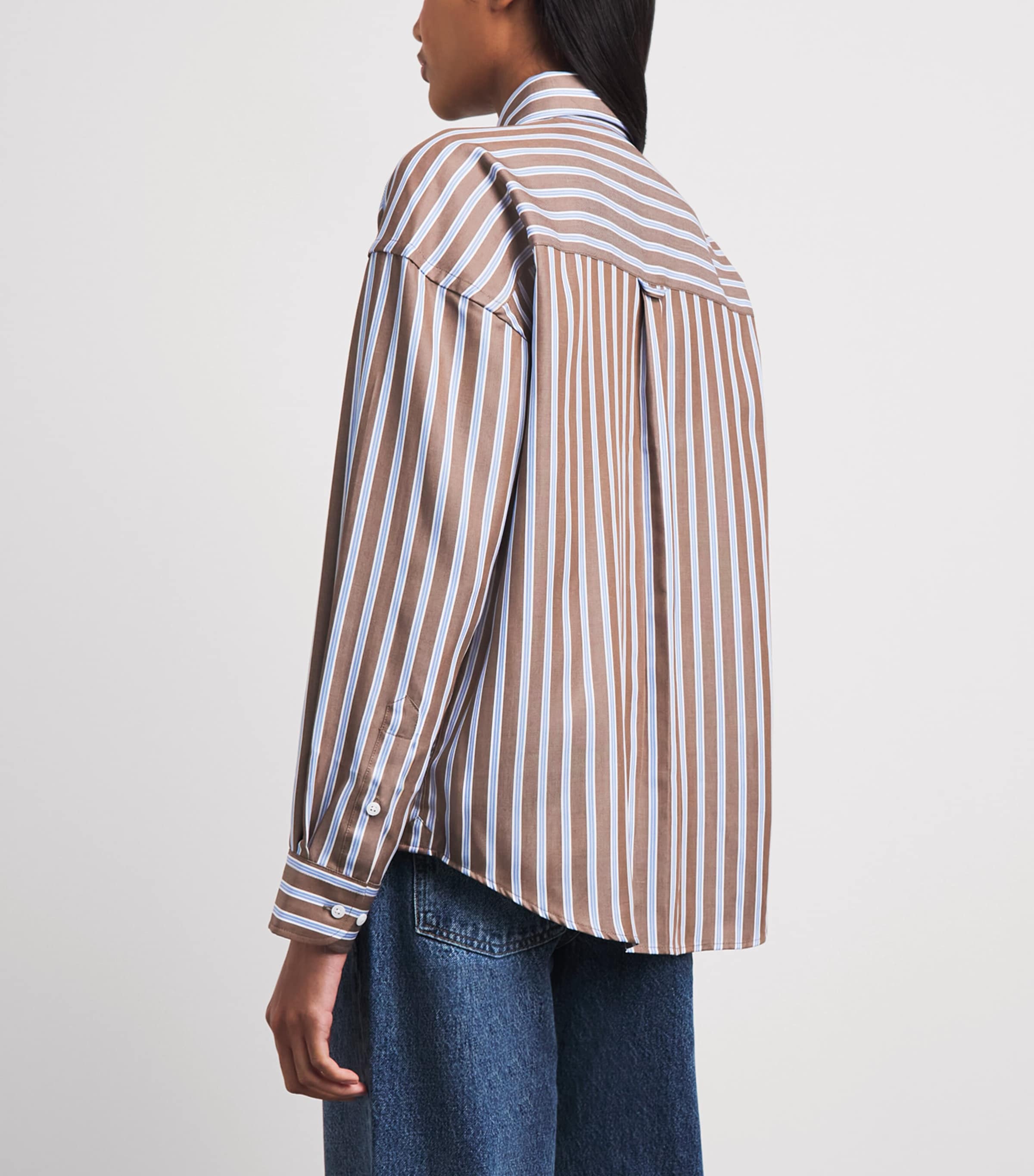 With Nothing Underneath Womens Tencel The Weekend Shirt Mocha Multi Stripe Image 4