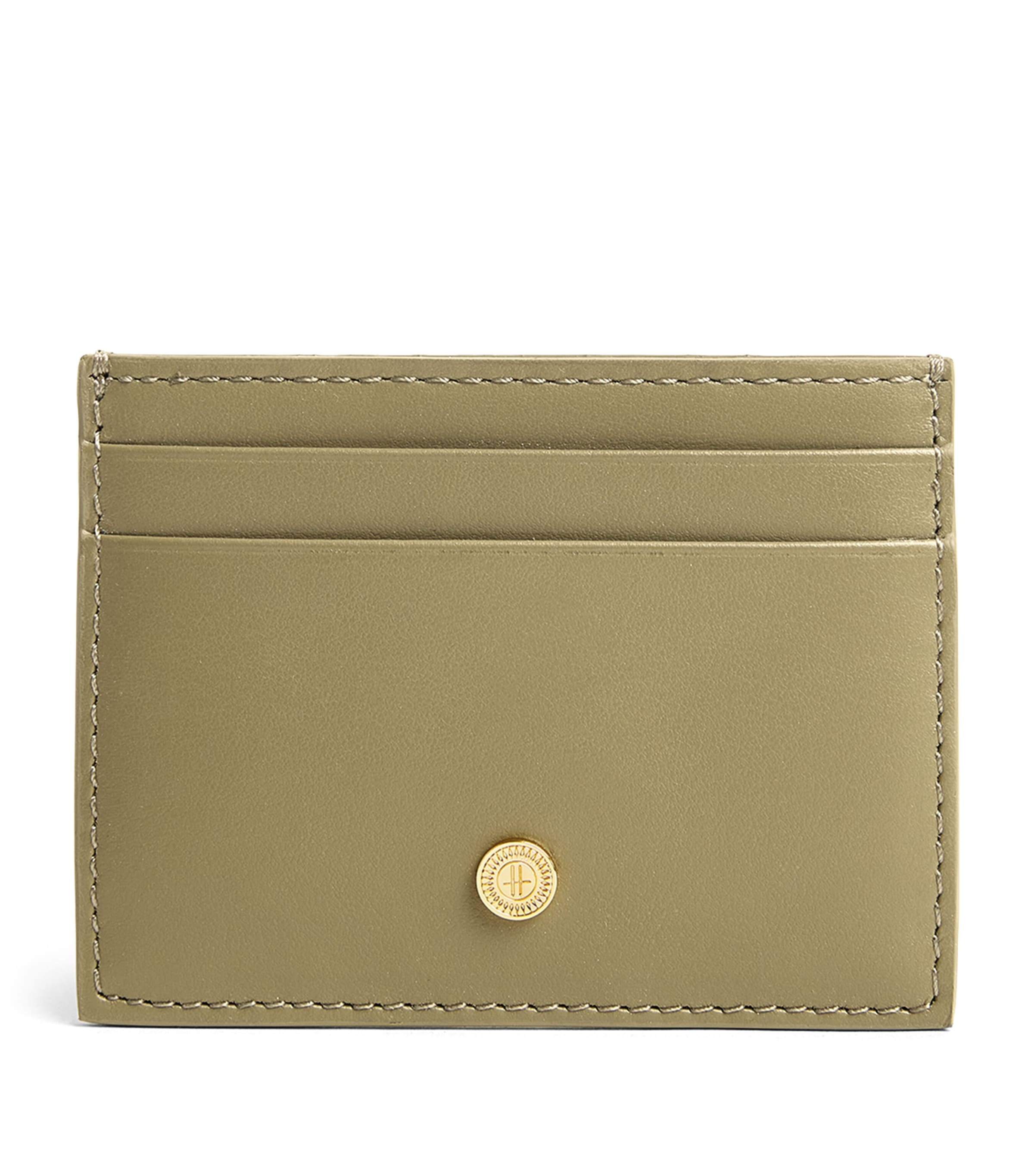 Shop Harrods Smooth Leather Card Holder In Green