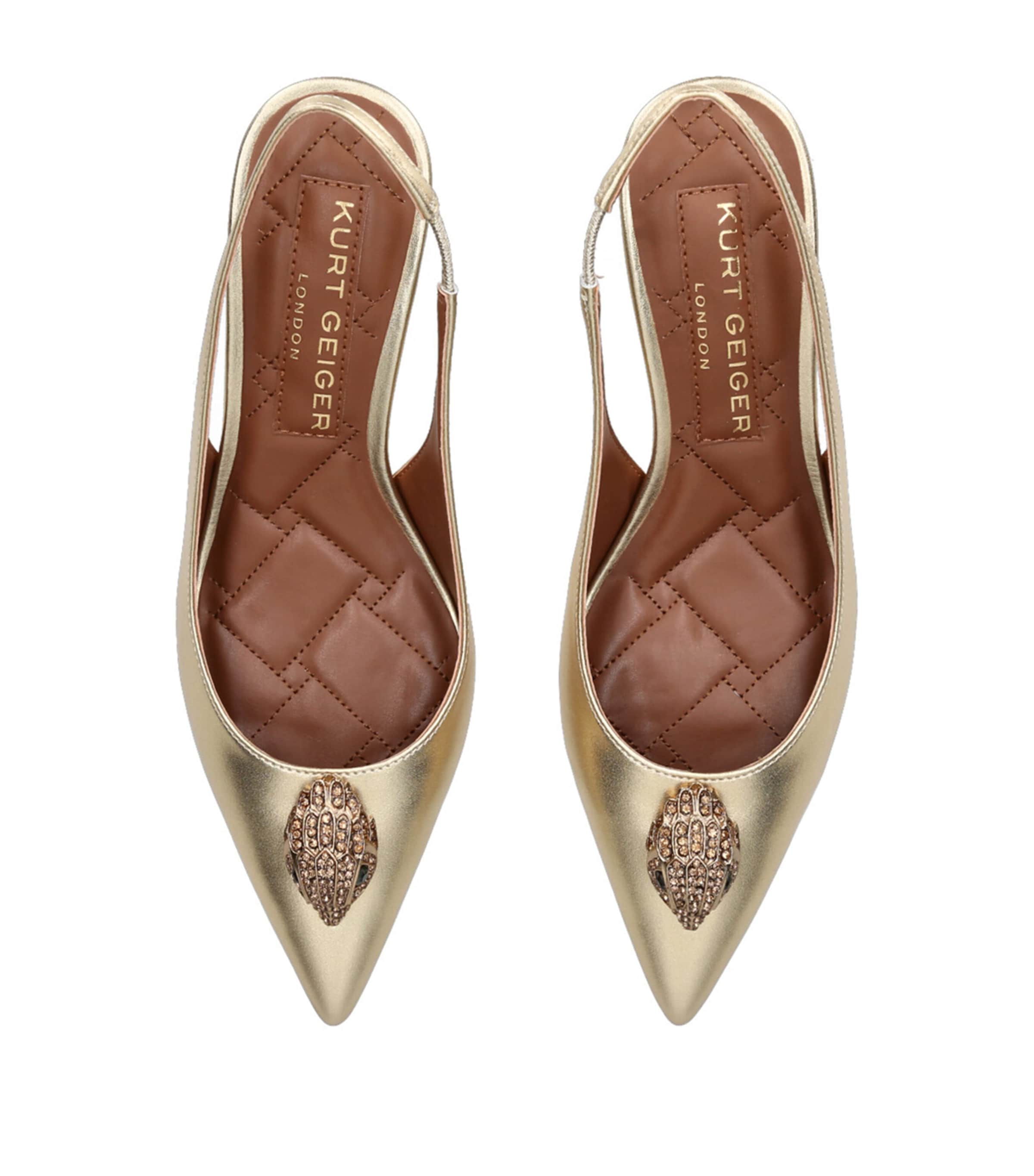 Leather Belgravia Slingback Heels 65 GOLD Image 4