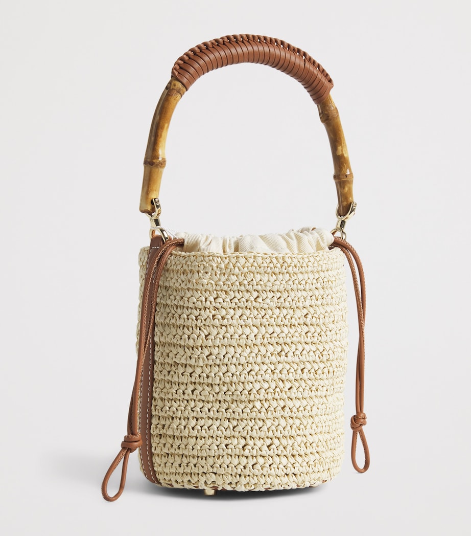 Self-Portrait Mini Raffia Bucket Bag Brown Image 3