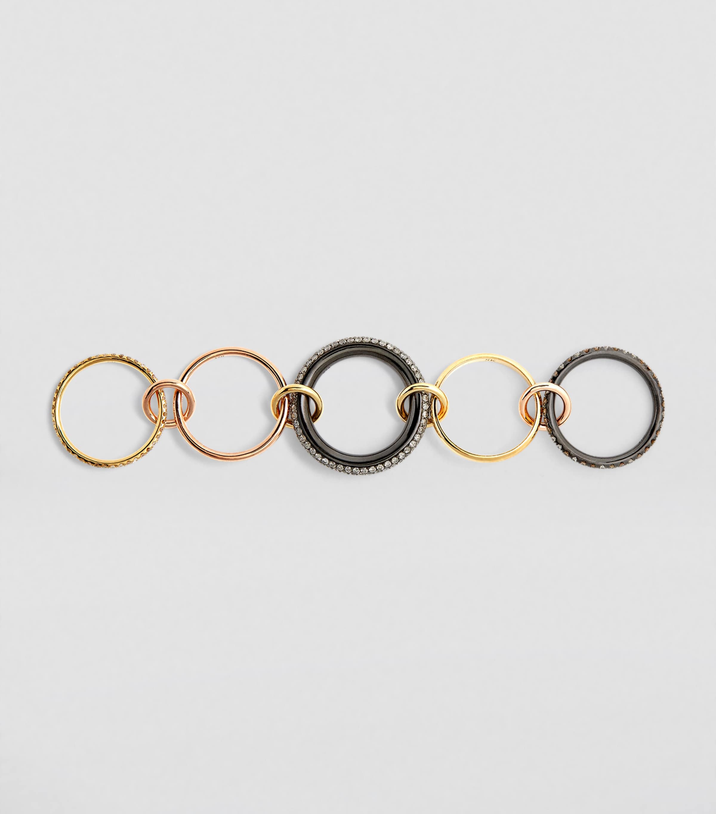 Mixed Gold, Black Rhodium-Plated Silver and Diamond Leo Ring (Size 6.5) MULTI Image 2