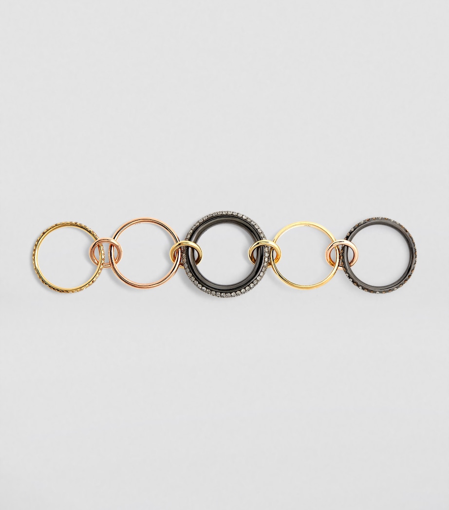 Mixed Gold, Black Rhodium-Plated Silver and Diamond Leo Ring (Size 6.5) MULTI Image 2