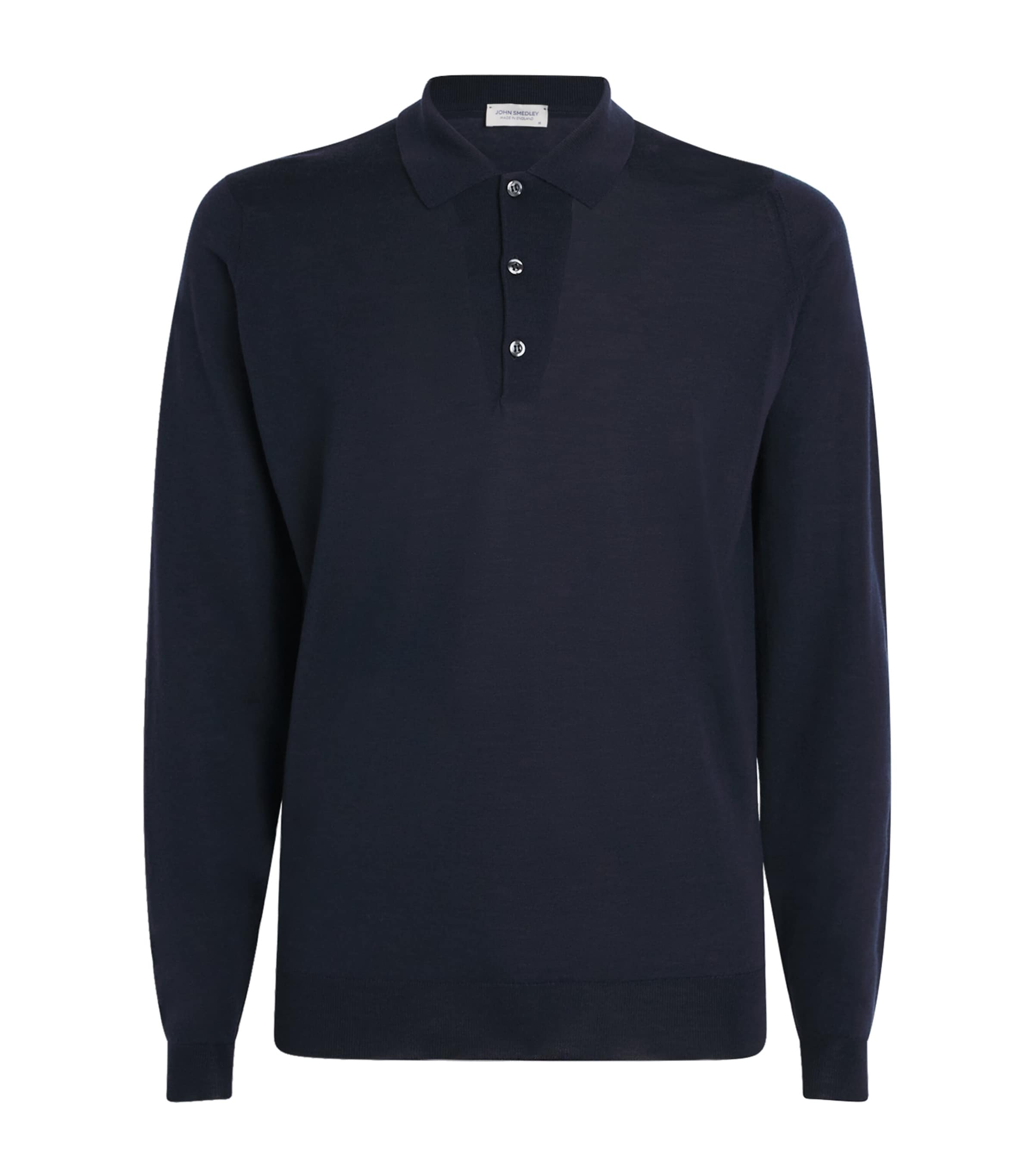 Extra Fine Merino Long-Sleeve Herbie Polo Shirt MIDNIGHT Image 1